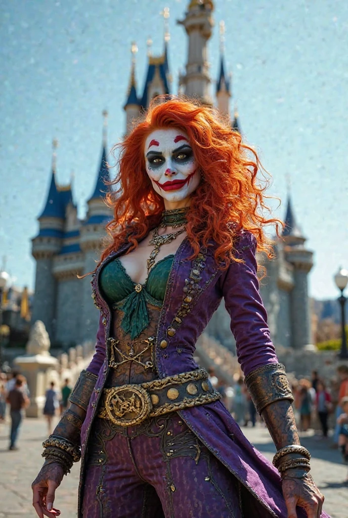 (medium full shot) of (enchanting puppeteer) young woman, african, dark skin, black eyes, curvy build, medium red inverted bob hair, wearing a blue fitted jacket, solid color trousers, ankle boots, masquerade mask, pocket watch, carrying a marionette,  set in  a historic park, offering stately trees, vintage fountains, elegant pathways, a timeless ambiance, at night, woman smiling, ,Masterpiece,best quality, photo, realistic, very aesthetic, detailed face,