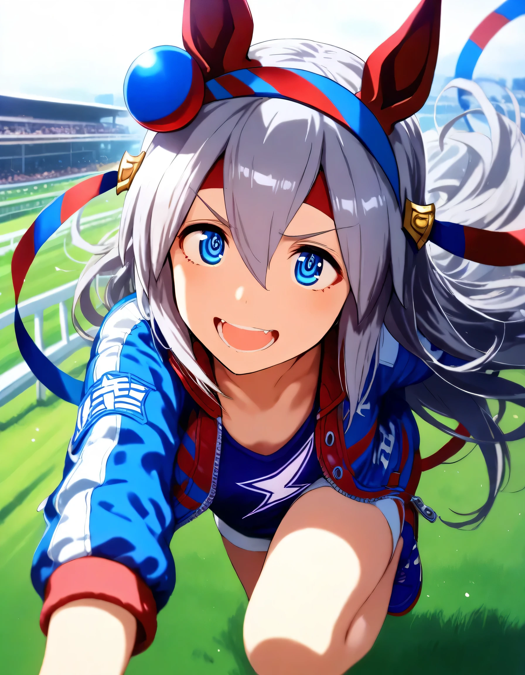 1girl, tamamo cross \(umamusume\), umamusume, year 2016, Racecourse, masterpiece, high score, great score, absurdres, 16k, super detail
