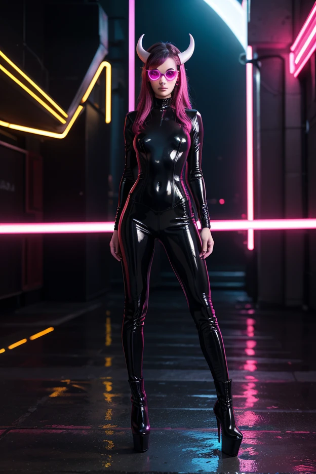 Cyber City,The actress is a very beautiful Western adult woman, Sexy super shiny skin tight fluorescent holographic cyberpunk suit:1.3 ,Sexy face,lip gloss, skinny and muscular, visible collarbone, choker, naughty smile,Sexy Pose, (long rainbow colored hair),small firm breasts,professional lighting,Cinematic Light,(masterpiece,top-quality,Ultra-high resolution output image,) ,(The 8k quality,),(Sea Art 2 Mode:1.3),(Image Mode Ultra HD), kneeling, worshiping her master, waruochi, pleeding eyes, pleeding, open mouth, ahegao, skimpy