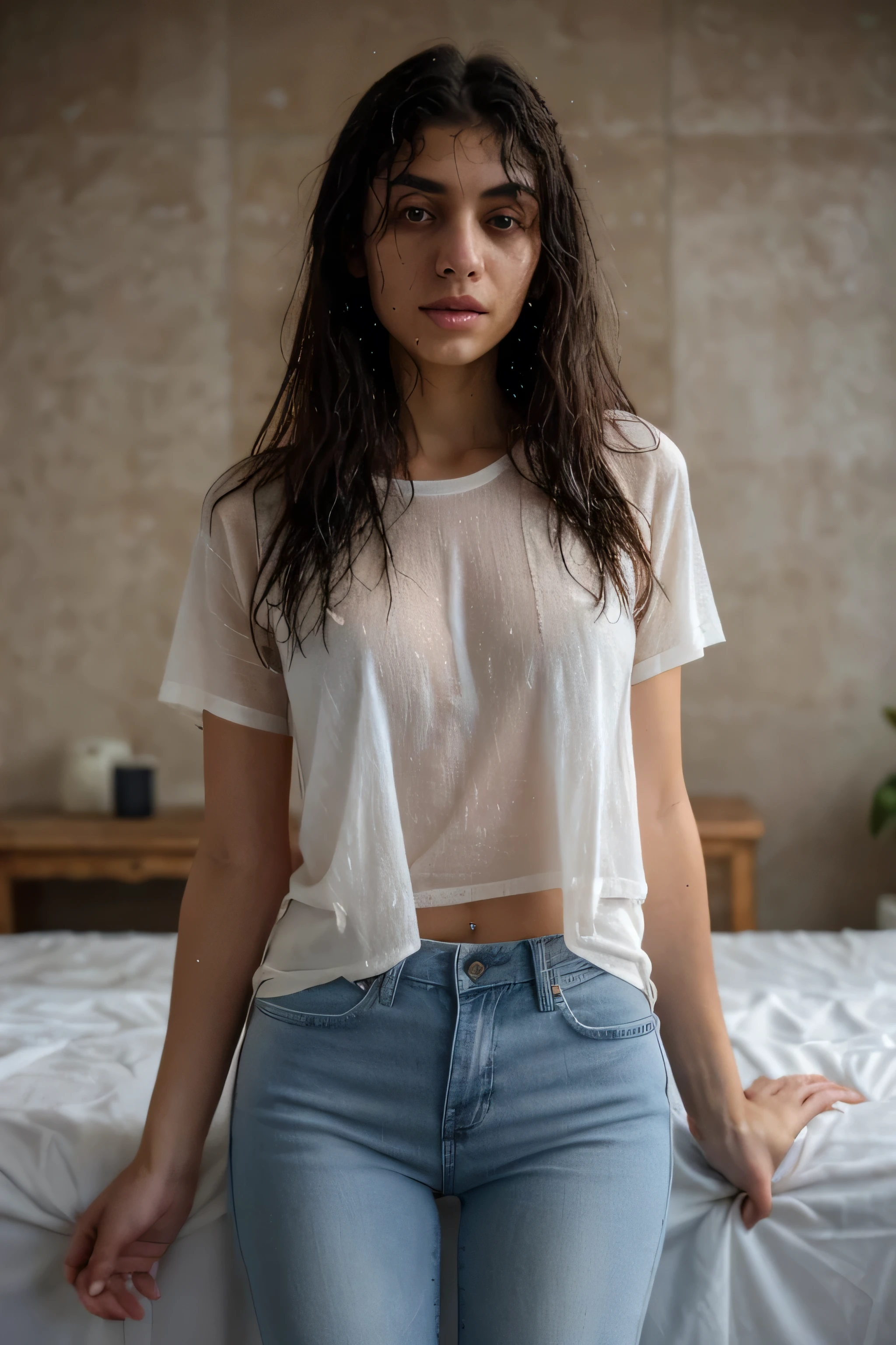 Sex , wet t-shirt, (little boobs), detailed face, 8k, masterpiece