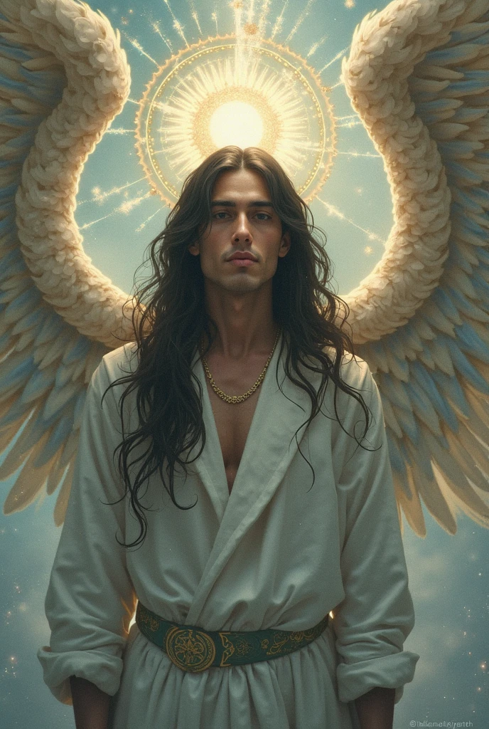 Jesus without clothes, in the river and a dove on it