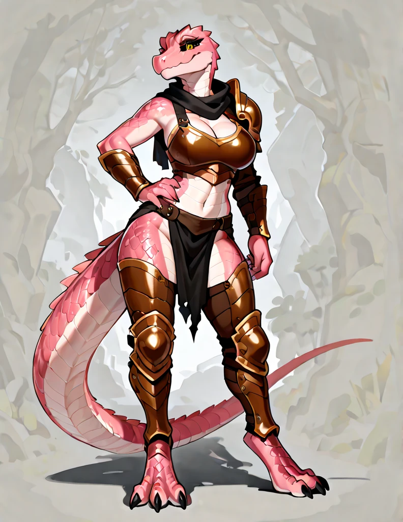 Solo, score_9,score_8_up,score_7_up, kemono style, cynder from Spyro, Anthro dragon girl, standing, simple background, grinning, sexy, seductive 