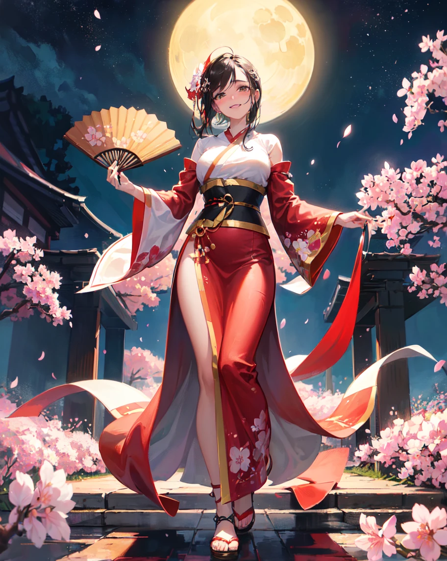 absurdres, best quality, fine detailed, 8k, new year greeting card, tarot card style frame, art nouveau, (Alphonse Mucha), art deco, Ancient china Style, 1girl, red color hanfu fantasy dress, hair flower ornament, Ancient Chinese style window, oriental style lantern, Ancient court scenery, plum blossoms, plum blossoms tree, flower petals