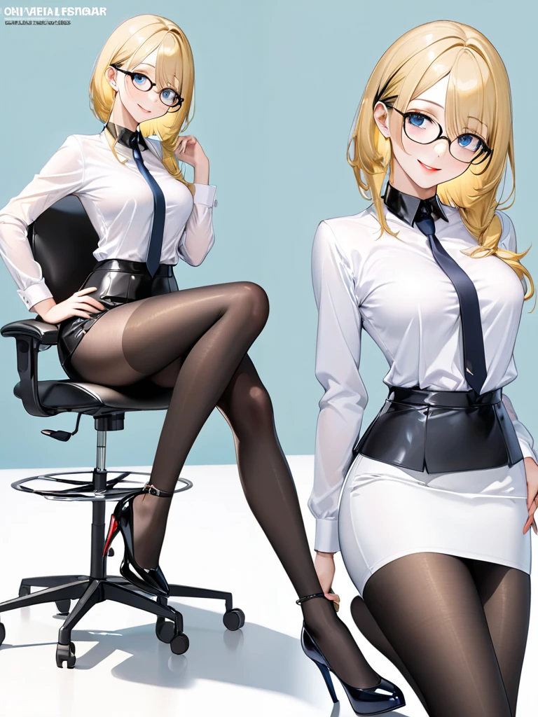 anime、woman1people、secretary、Looking up from below,Blushing,Red lips,Sexy、sit、Wear underwear、Sweat、lure、foot forcus、curvy、sedusive smile、pantyhose、MILF、no glasses