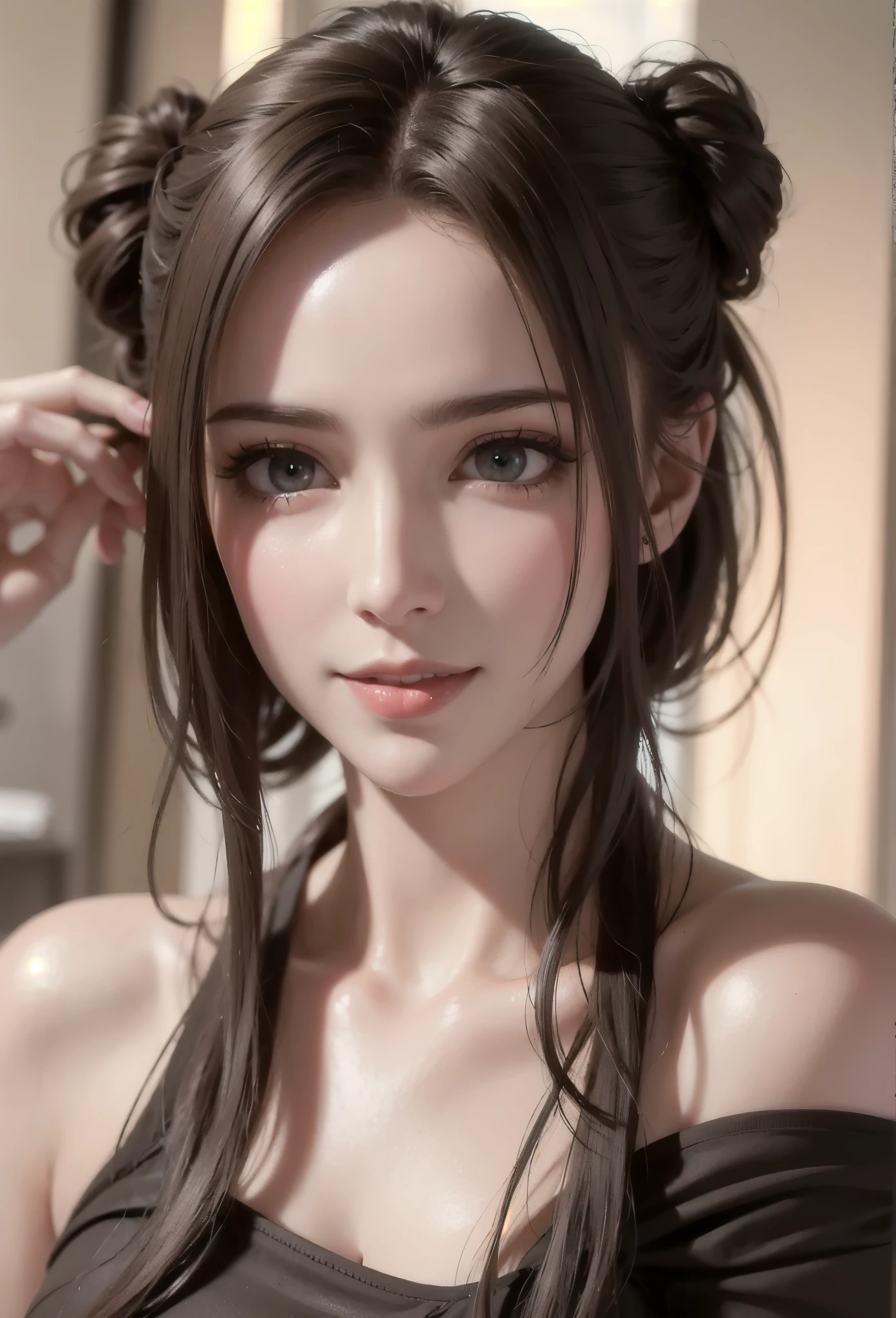 Beauty beautiful features high resolution Bust smaller Camisole dress smile ponytail