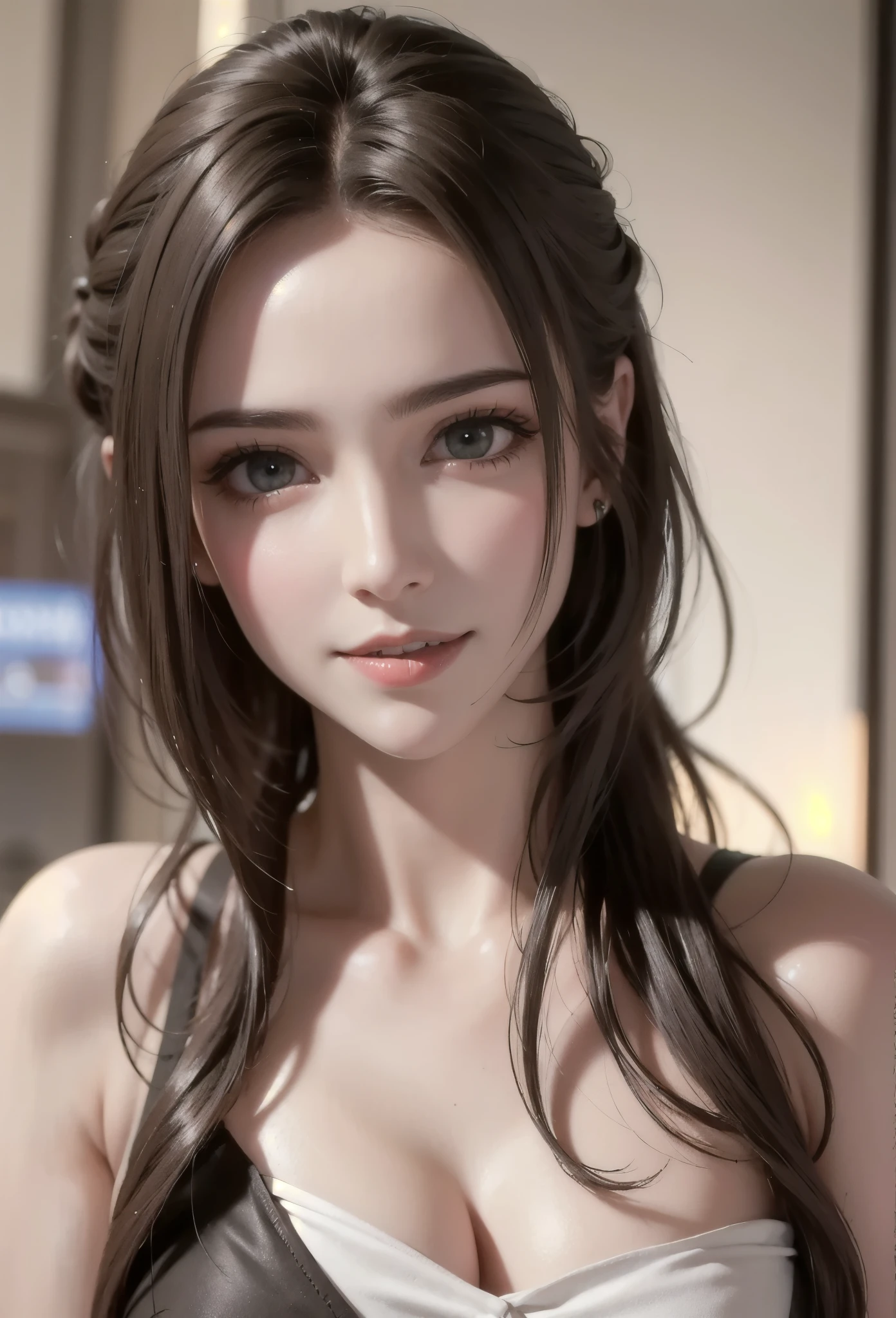 (masterpiece, best quality, extremely detailed 8k, ultra hd, ultra-detailed, highly detailed, highly realistic, ultra-realistic, photo realistic), (1girl:1.5), (detailed realistic skin), (realistic big breasts), (pink lipstick), slender abs,