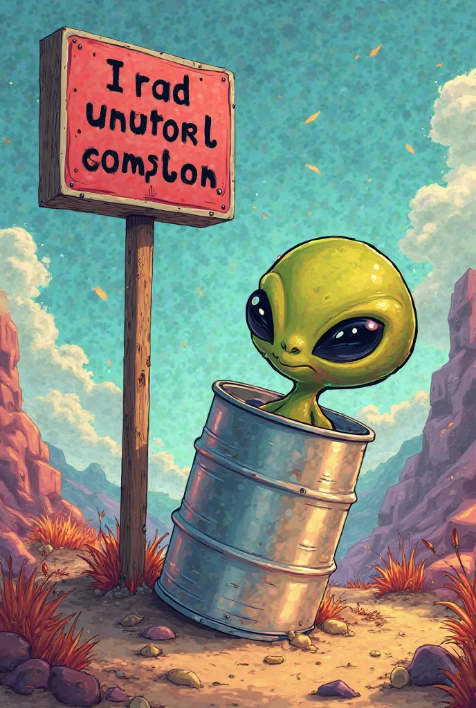 ((silver 1940s alien disc in garbage pail kid style, galxy in the background)), , 3d cartoon, high quality, detailed,