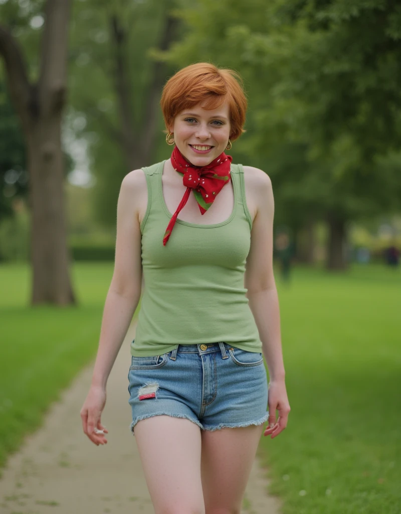 white redhead, woman named Lagertha, ((( very pale skin ))), ((( very light green eyes ))), ((( orange short hair arranged in a bun with bangs ))), lovely and beautiful serious face, freckles, wonderful and perfect realistic naked body, perfect naked small breasts, perfect pointy nipples, realistic naked vagina, realistic labia,  perfect bright red lips with bright red lipstick, white background, ((( direct bright lighting in her entire body ))), ((( extremely blushed cheeks ))), ((( bright green iris ))), ((( extreme thin lips ))), (((small lips ))), ((( bright green eyes ))), ((( small iris ))), ((( doll face ))), ((( smiling, dimples )))