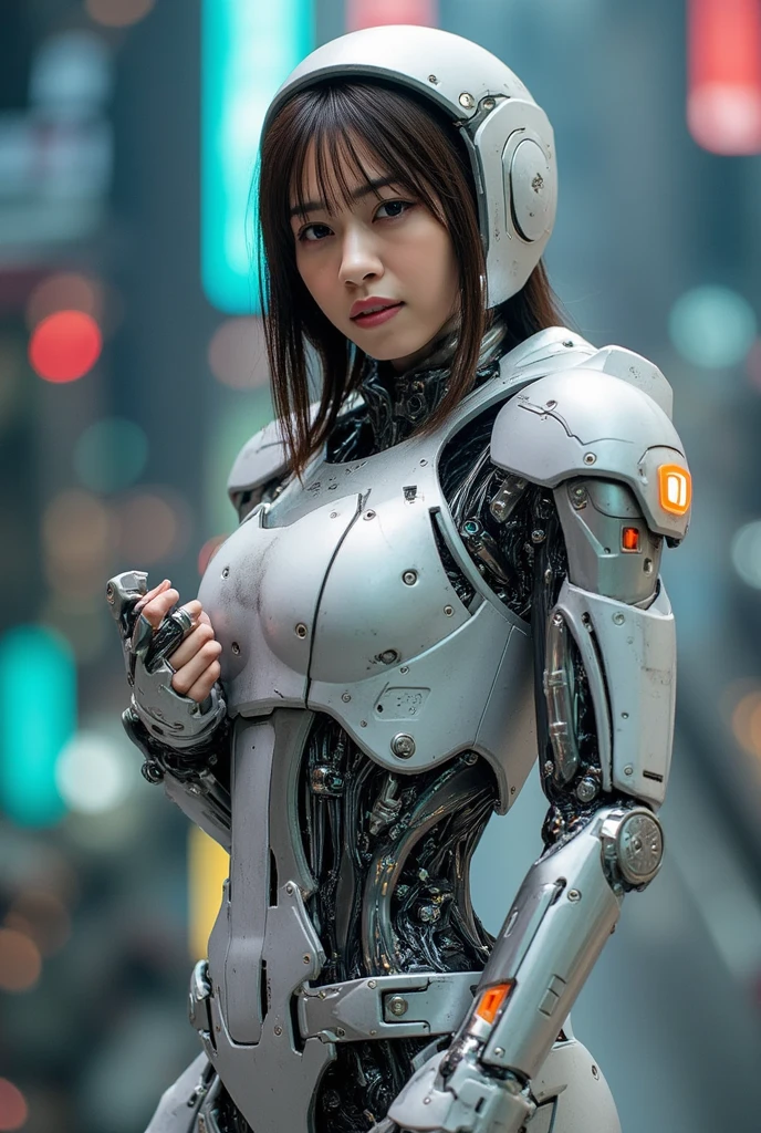 (((RAW Image Quality:1.4))), ((A giant mechanical woman, much bigger than a skyscraper:1.4)), 14 years old, Rough skin, Very detailed, Advanced Details, high quality, 最high quality, High resolution, 1080p, hard disk, beautiful,(Gundam:1.4),beautiful almost,She is wearing futuristic shiny white mechanical parts,Mechanical joint, Mechanical Arm, Mechanical legs below the knees, Mechanical parts that protect the top of the breasts, Cleavage, Mechanically protected groin, Excluding bust top and inseam, Bare skin is exposed., Nearly naked, Perfect Proportions, (Brown hair fluttering in the wind), beautiful blue eyes, full body shot, very small metropolis。Crouched down in a miniature city just a few feet high, Stomping City,Crush City,Small Town,Micro City, Small cars and trains, Deep blue sky, Metal pants digging into the crotch, Angle looking up from below,