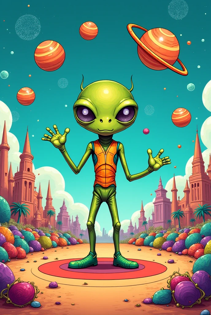 Alien Singing cartoon style