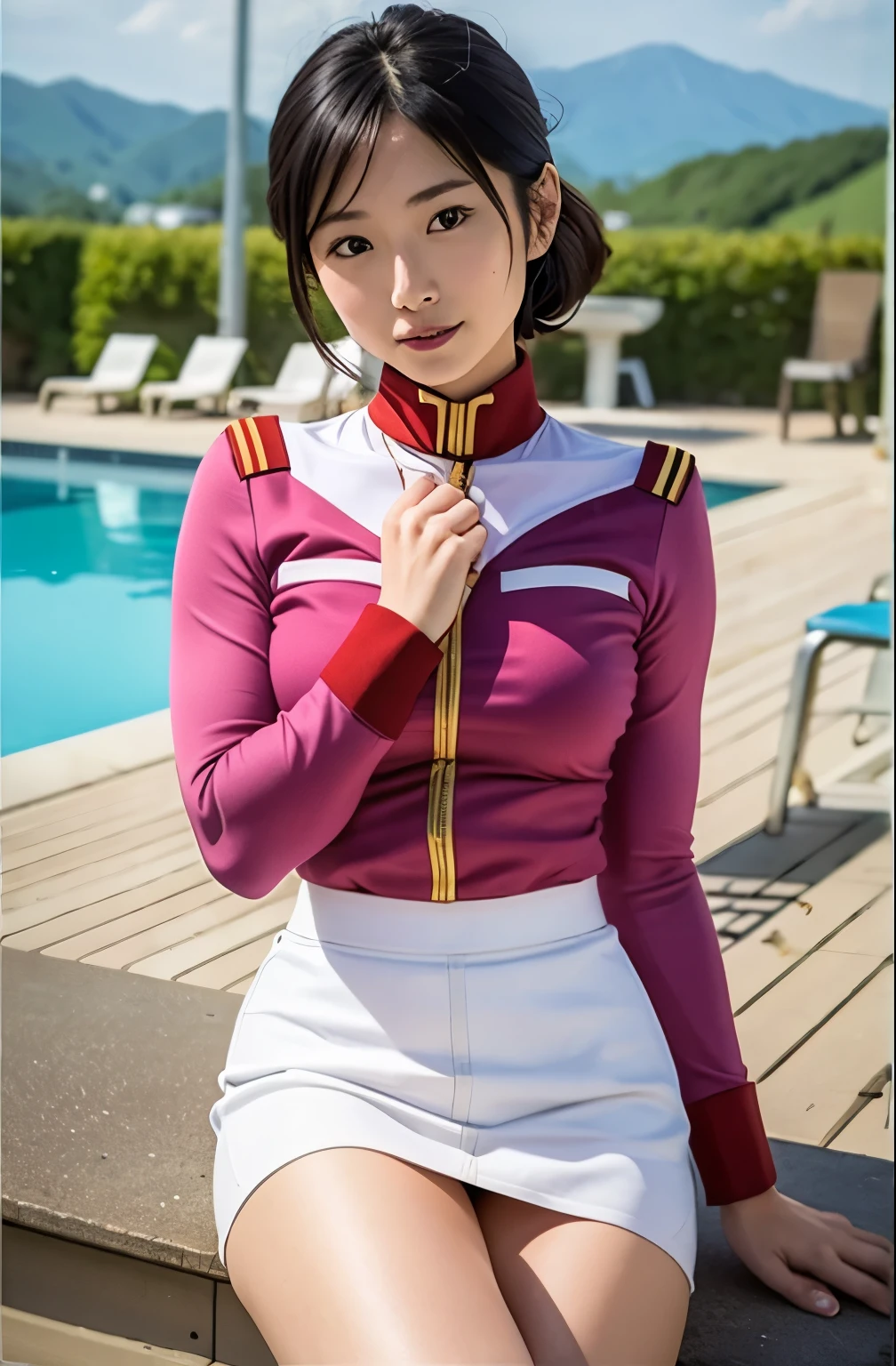 real pictures of pool competition 、Best imyear quality、realistic、beautiful woman、 beautiful thighs、beautiful face、実age、federal uniform dress miniskirt、ponytails for beautiful people、Yuriko Yoshitaka、 Japanese woman、Zuo々hope:1.4、cute girls、 white panties が見える、16age、( white panties :1.3)、super mini skirt with curled up thighs、 beautiful thighs、 white panties 、ピンクのミニスカートがめくれて white panties が見えてる