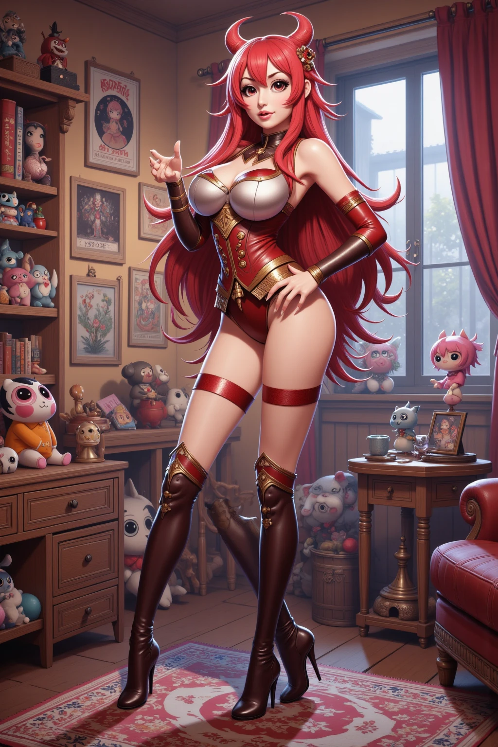 gran calidad ++ Extremely detailed high resolution, very aesthetic, ojos expresivos, (((Cara perfecta))), (((face symmetrical))), ((good anatomy)), (((manos perfectas))), (((8k))), UHD, Fondo de pantalla HD, (((alta calidra detallada, (((1girl))), (((rias gremory))), ((((crimson hair)))), (((Smile))), long hair, reaches down to thighs with a single hair strand sticking out from the top hair also has loose bangs covering forehead and side bangs framing face, voluptuous body, large breast, mature woman, blonde hair, (((beehive hairstyle))), blue eyes, (((blue dress in 50s style))), (((blue heels))), (((sitting in chair))), (((in hair salon))), with a dumbfounded face, (((stepford make-up))), looking at viewers, lay on bed, ((((The number of feet not excessive)))), perfect finger shape, the number of fingers not excessive,
