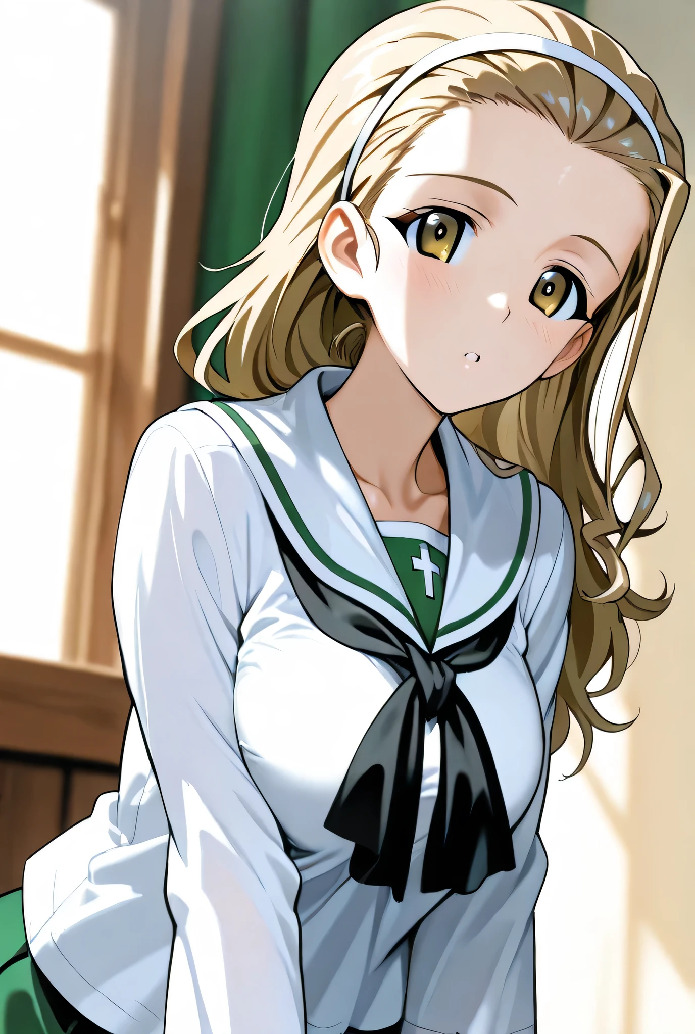sasaki akebi \(girls und panzer\),ooarai school uniform,1girl,solo,