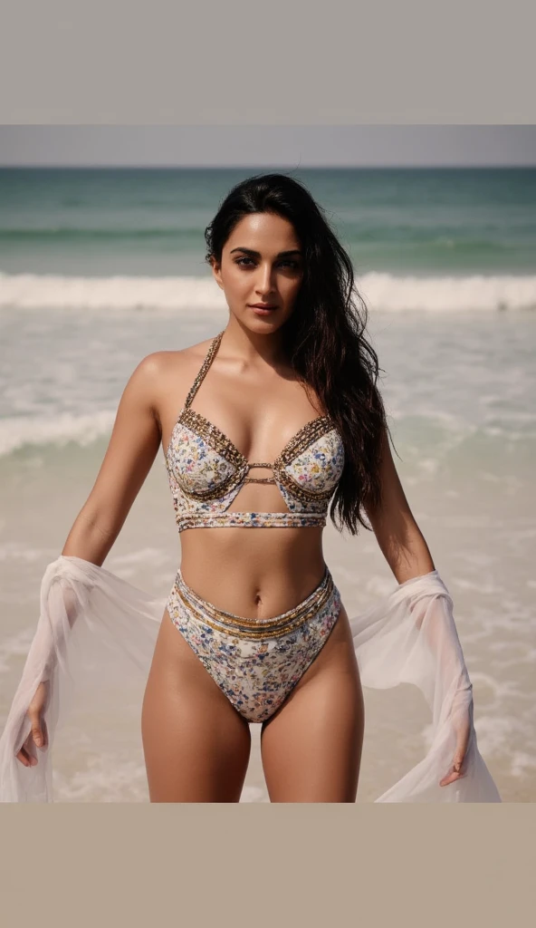 ((Masterpieces with up to 16K resolution:1.6)),Highest quality,it is really amazing,Very detailed,Ultra-high resolution,(Real:1.5),(Realistic:1.5),Increased depth of field,Cinematic Light,
Elegant mature woman,
Long black hair,(Exquisitely detailed face:1.5),Face with a gentle expression,Translucent white skin,Very sensitive skin,Great proportions,Anatomically correct body,
Sexy bikini swimwear,Artistic design,Beautiful and detailed pattern,Detailed fabric texture,Gorgeous necklace,
Coastal landscape at dusk,Dark clouds and dark sky,delay々Continuing sandy beach, Deserted Beach,Dark sea surface,
(Cowboy Shot:1.6),