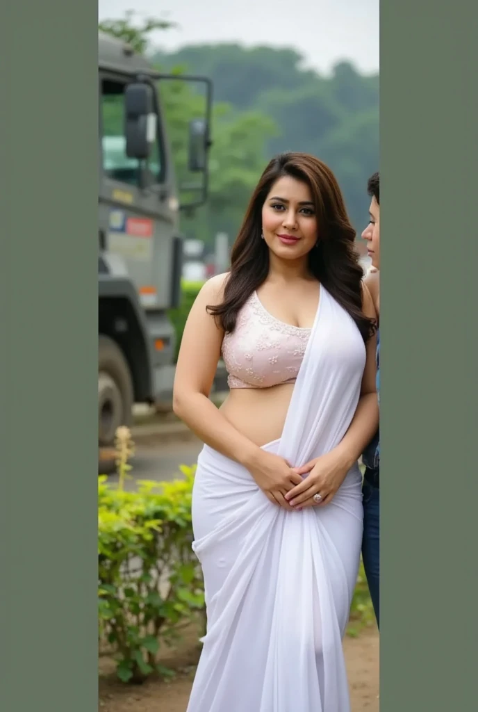 T4mm,a closeup full body photo of a average size milf Tamanna, long shaggy hair, ((amazing milf body)), pronounced feminine feature, busty,(((string bikini))), [shaggy hair], flirting with camera,t4mm body, (((ultra realistic))), 33 year old face, sexy navel and cleavage, photo realistic,busty, looking at viewer, fleshy body, milky,(( milf fleshy face)), hugged by a man