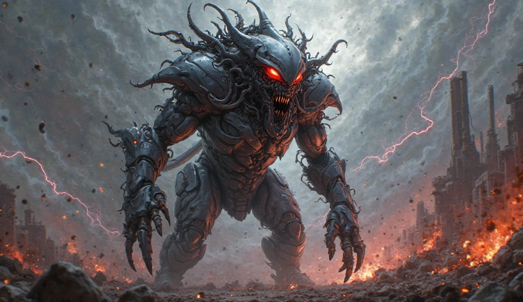in (medium full shot:4.1) lot of characters from (cosmic horror:3.1), inspired by Zdzislaw Beksinski and Heavy Metal Magazine, Cyberpunk apocalypse in chaotic world, monsters and robots, wayne barlowe, pierre pellegrini, retro sci fi, very detailed face, epic, shot on Kodak Vision3, (intricate details:2.4), (hyperdetailed:3.1), 8k hdr, high detailed, lot of detailed, high quality, soft (cinematic:2.3) light, dramatic atmosphere, atmospheric pespective