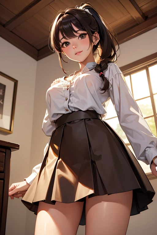 (((masterpiece, best quality)))), Disney female character standing with spread legs, low camera angle