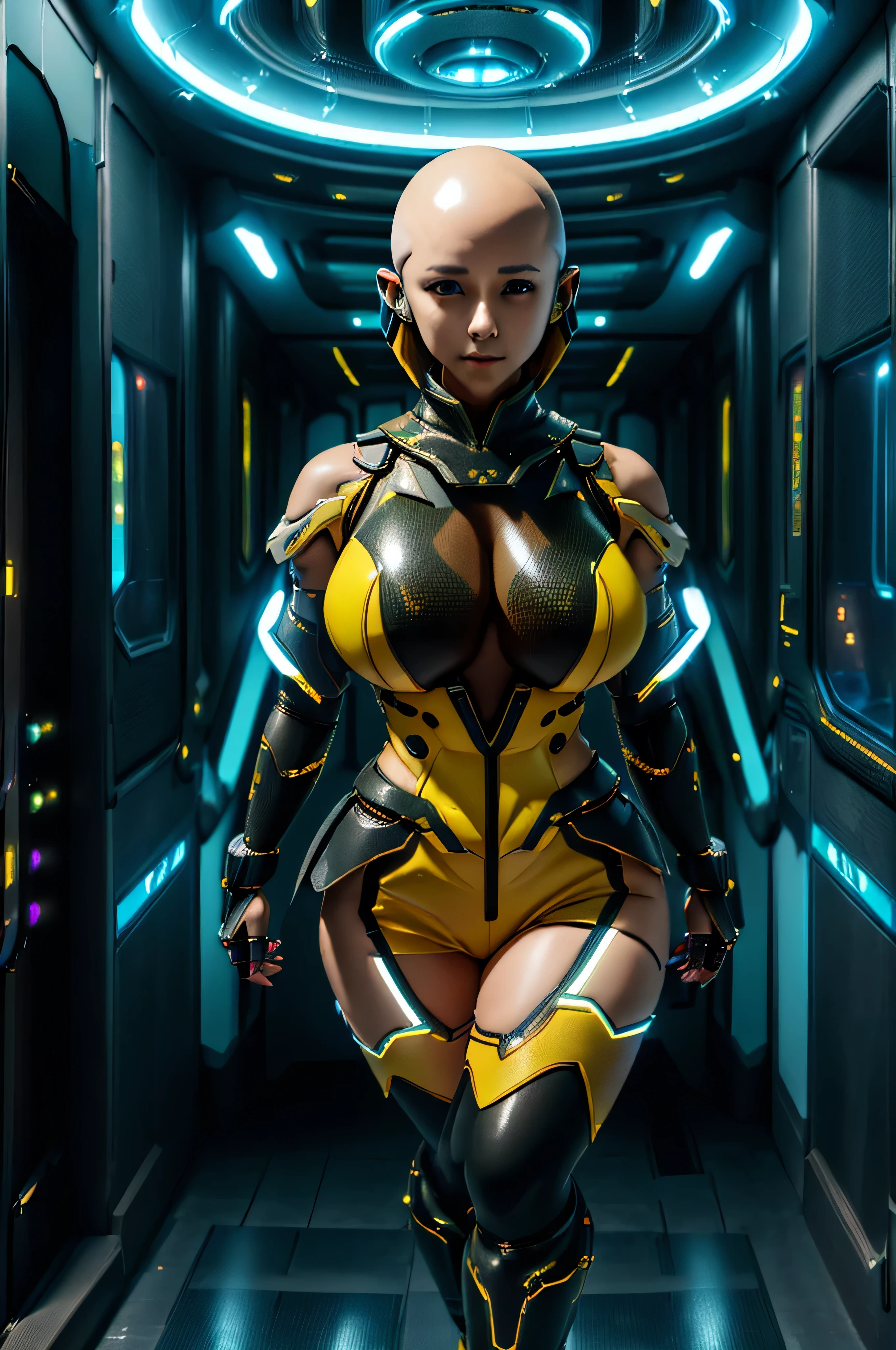 (Background of skimpy mechanical girl and octopus alien)、(Mystical expression)、highest quality、masterpiece、Super high resolution、(Photoreal:1.4)、RAW photo、1 girl、glowing skin、detailed face、(((1 Mechanical Girl)))、Heavy chest、(gold metal bodysuit)、(Natural alien background to fight aliens)、(Small LED)、((Super realistic details))、vertical giant monster background),global illumination、Shadow、octane rendering、24K、super sharp、robotの背景、big breasts、Raw skin exposed in the cleavage、intricate decorative details、Japan details、very intricate details、realistic light、(Mystical expression),CG Society Trenlow Eyes、Eyes shining towards the camera、Mechanical marginal blood vessels connected to neon detail tubes)、(Wires and cables connecting to the head)、Small LED、,mechanical thighs、two stock、(Hands are also made of machines)、robot、future alien、Please wear a mechanical helmet、transparent face guard on helmet、16K,