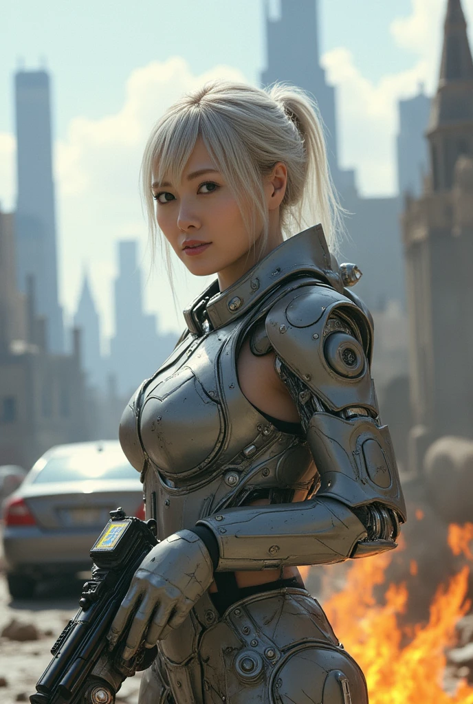 サイバーパンク cyborgs女性 メカニック 透明パーツを使用した美しい造形, cyborgs, (ロシア人のfacesをモデルにした)、(faces, Crotch, The lower body is human skin:1.7)、cables, and circuit board、Concept Design, Awarded, polycarbonate, pcb, Electronics, fully visible mechanical parts、android、(美faces:2)、(詳細なfaces:1.6)、(Big city where a nuclear bomb was dropped:1.5)、(Building collapse:1.5)、(silber hair:1.5),（A detailed eye:1.3)、(Detailed nose:1.3)、(Detailed lips:1.3)、(with spreading legs:1.4)、(Night:1.2)、(At SFW:1.5)