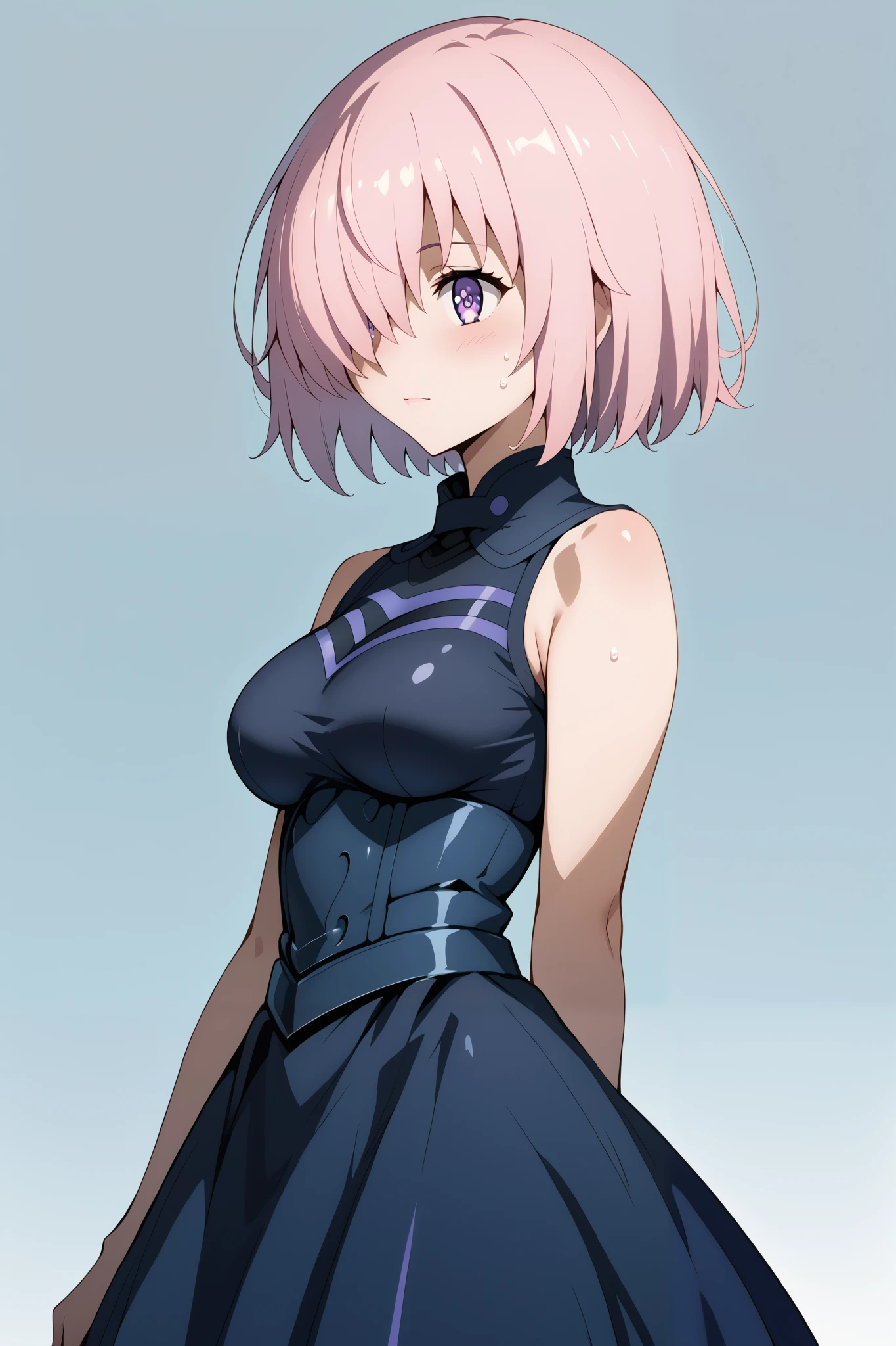 score_9, score_8_up, score_7_up, source_anime, 4K,perfect fingers,(perfect hands, perfect anatomy),prefect lighting, very aesthetic, intricate details,highly detailed background, masterpiece, high quality, best quality,
1girl, mashkyrielight, mash kyrielight, short hair, purple eyes, pink hair, hair over one eye, large breast,
wearing ((pretty dress, ))
sweating, ((white plain background)),
