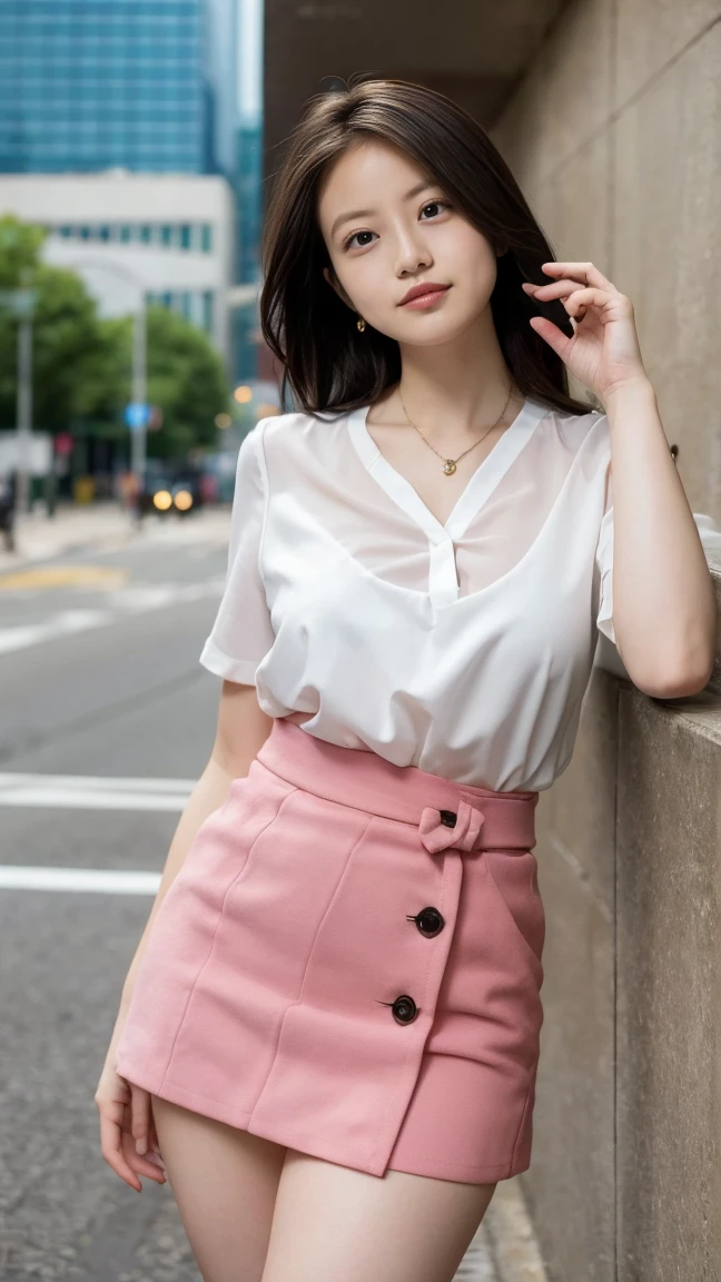 1 Girl, black hair color hair, white skirt, sitting on a bench, perfect eyes, perfect hand, ultra high resolution, Movie Angle, professional lighting, Best quality, masterpiece, Side seams, Sharp, Perfect focus,corner store,fantasy_world,(Elaborate Eyes:1.3),realistically,(3D face:1.1),(Glow skin:1.5),(Ultra high resolution complex facial details skin pores:1.3),Ultra high resolution fabric texture,8k eye details,8K primary school students,