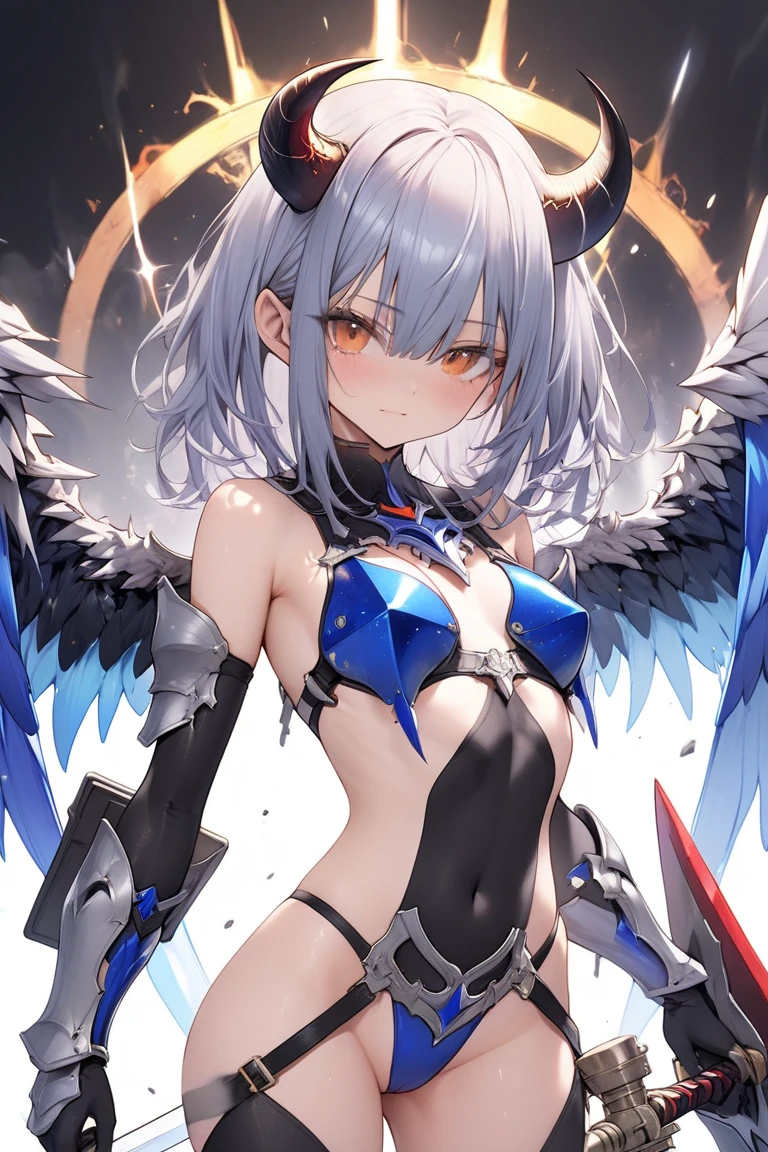 (dark halo, demon tail, wings:1.1),NSFW,(best quality,highres,masterpiece:1.2),(realistic,photo-realistic:1.37),sharp focus,vivid colors,studio lighting,ultra-detailed,physically-based rendering,horror,flat chest