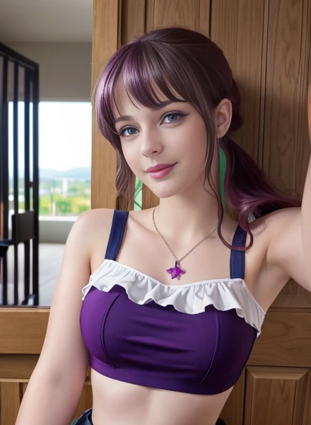 Aerith Gainsborough, in her nude, ella se ve preocupada, pero tiene unos ojos azules brillantes, cinematic, photorealistic, 8k, 3D, HSLD,bare breast