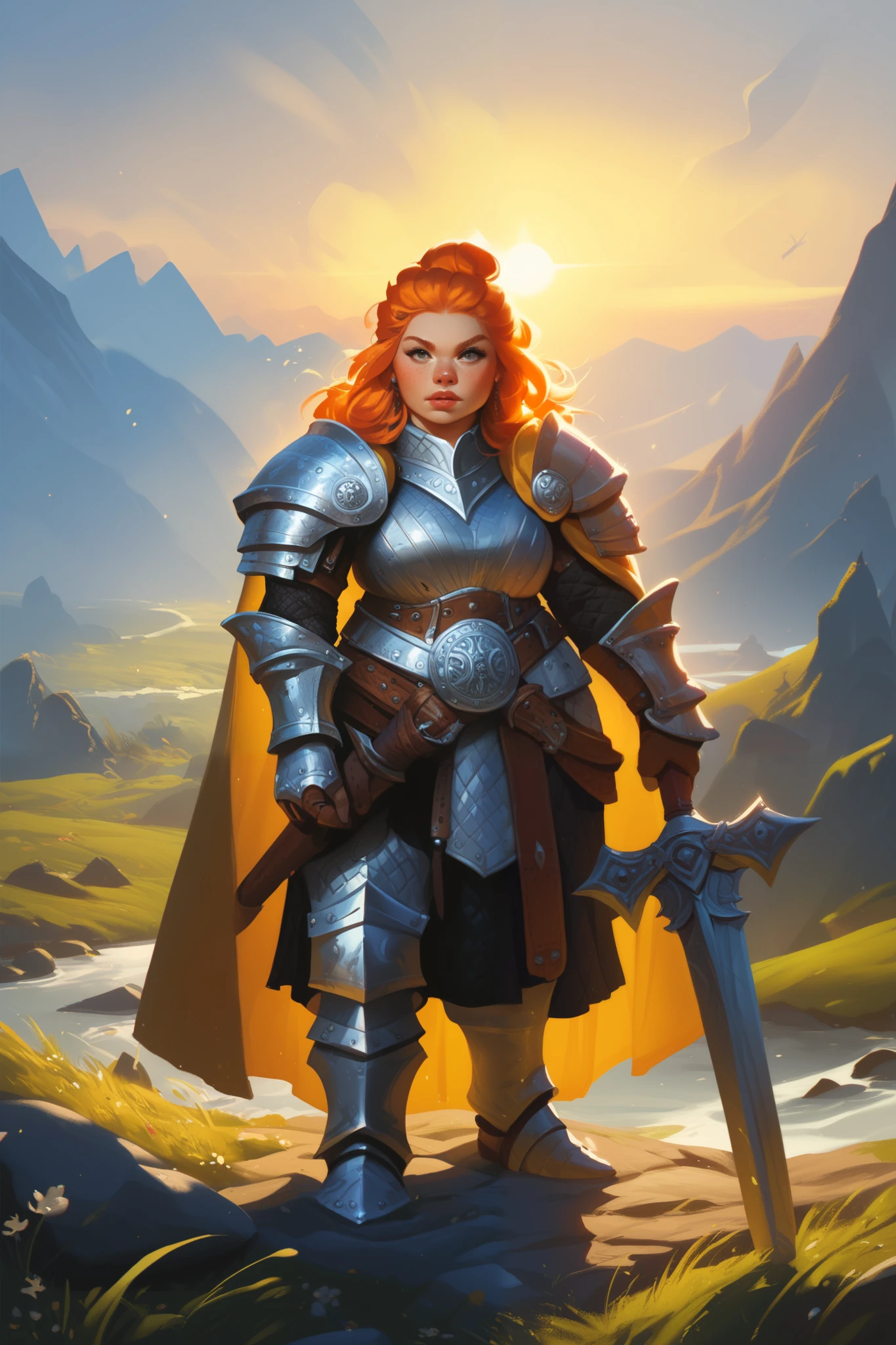 female dwarf, warrior, medieval fantasy
