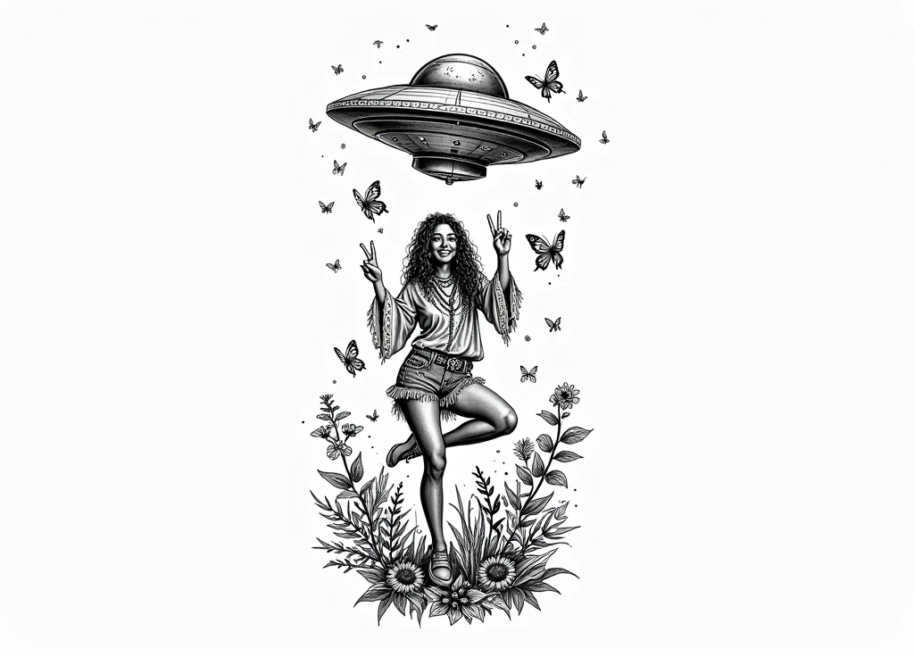 black and white linear drawing with various cultural elements, spread out, occupying the entire space. drums, tambourine, transverse flute, cuica, cavaquinho, guitar, flowers, cameras, terrestrial globe, textbooks, saxophone, mike, Dance
