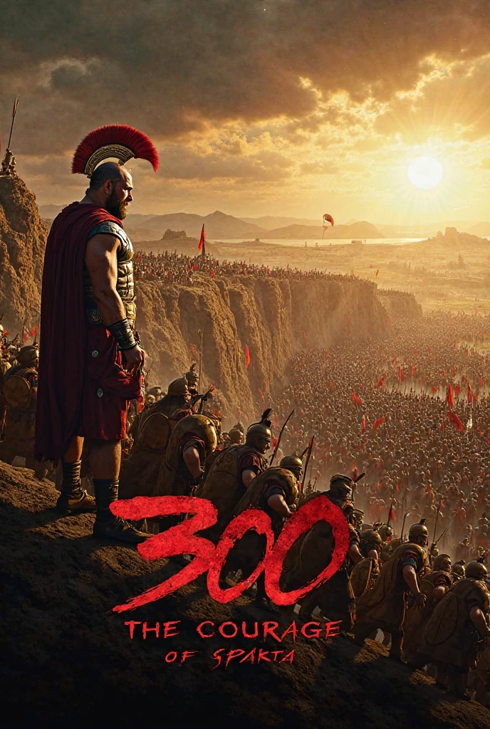 arafed image of a man with a sword in front of a crowd, 300 the movie, in screenshot from the 300 movie, with leonidas beard, spartan warrior, 4 0 0 bc, spartan, leading spartans into battle, 3 0 0, biblical epic movie, ares, [ theatrical ], 0 0 0 bc, 3rd century bc