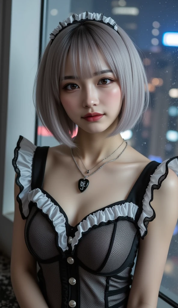 (masterpiece:1.3), (8K、photorealistic, Raw photo, best quality:1.4), (1 girl), (solo), (15 year old beautiful silver-haired Scandinavian girl), (Very beautiful and attractive woman, beautiful silver hair、intense blue eyes, strong eye highlights), (cute, little:1.5), (very beautiful face:1.5), (Beautiful face with perfect symmetry:1.2), (cute face:1.5), (wonderful smile:1.2), (perfect anatomy), (high detail skin: 1.2), (natural breasts), (beautiful thighs), (Intense blue eyes), (Beautiful silver hair bob cut), crossed bangs, asymmetrical bangs, lip gloss, (accurate arm, five fingers, accurate legs), (Detailed white dress, mini skirt:1.2), (The dress features white detailed lace., Decorated with silver embroidery), (Silver decorative headband, necklace), (Stylish long boots), Attractive, ultra high resolution, Super realistic, extremely detailed, golden ratio, Photorealistic anime girl rendering, Realistic anime 3D style, look at viewer, Spring daytime cityscape