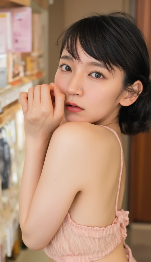 Alleys with few people,Empty alleys,night,深night,girls,short hair,Bangs Patsun,Completely naked,embarrassing,Exhibitionist,Slut,Highest image quality,Raw photo,correct anatomy,beautiful girl,cute,girly
