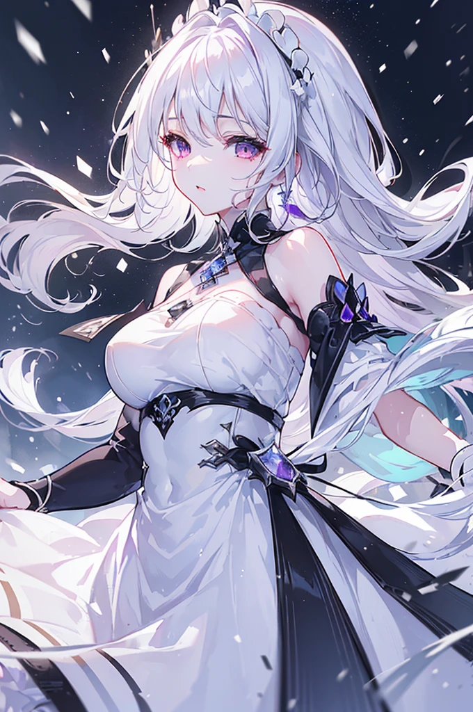 1girl, anime, cute girl, blank background, white background, fantasy, detailed fantasy dress with highlights, beautiful face, beautiful eyes, dark colors, black hair with multicolor streaks, red eye with different color pupil in eye, multicolor eye, medium breasts, slight cleavage, beautiful skin, cute, breast curtains, extremely delicate and beautiful, (beautiful detailed face:1.0), (detailed deep eyes), symmetrical breasts, deep eyes, shiny skin, portrait, slender waist, hips wider than shoulders, thighs, expressionless, young girl, luminous eyes, adorable,(Kpop idol),(aegyo sal:1),(Platinum blonde hair:1),((puffy eye)),Black panty,sexy posture,Superskirt, Ultra-high resolution,Black collar,slim figure, Abdominal y tattoo, womb tattoo,Tight-fitting leg ring,y tattoo on half-body,Bare skin, Armored hand,Hidden fingertips,Hand covered,Arm covered,Fist covered,{{beautiful detailed fingers}}, tufts of hair, moderate beautiful breast:1.0,(masterpiece:1.2), best quality, high-res, HDR, perfect face, intricate armor, delicate blue filigree, intricate filigree, red metalic parts, detailed part, dynamic pose, dynamic lights, cute face, neutral expression, shuimobysim, lotus, Hanfu, maxi skirt, dress conservatively 1girl, solo, long blue hair, standing, One lady,14years,((White hair) ,(Shiny purple bodysuit with microskirt),((Fantasy, Moon Night)), gradient_eyes,