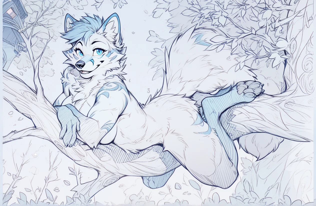 Female, anthropomorphic, arctic fox, white body, orange stripes, purple pawpads, strong thighs, 1girl, Solo, High Resolution, ultra realistic, silver bracelets, silver anklets, white toes, white ankles, sitting, orange , black eyes, white pupils, purple lipstick, squatting, white hair, skinny, wood floor, hotel background, lanterns in background, looking up at viewer