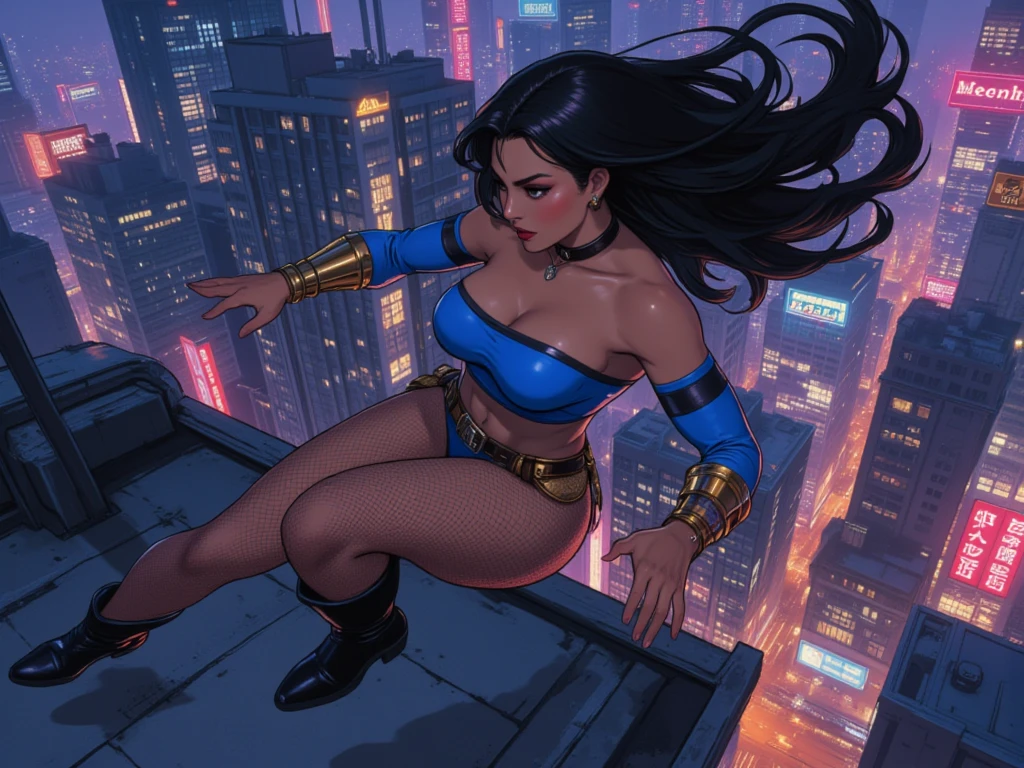 (extremely detailed 8k wallpaper), 1 woman, , (/(large, huge/)_breasts:1.0), hips, knees, (__hair__:1.1), bodysuit, décolleté, (press:0.8), gloves, superhero, superheroine, (muscular:1.1), clothes torn in places and abrasions and bare chest visible, slave collar, hair ornament, hair accessories, (dynamic pose:1.1), floating hair, sfx, windy, cape, comic style, correct perspective, (depth of field:1.2), textures,  definite, atmospheric, soft cinematic light, Adobe Lightroom, Photolab, (HDR:1.2), high-detailed, cinematic, dramatic light, (intricate details:1.1), epic, (corneo_runny_makeup:1.0), (smile:1.0), (looking at the viewer:1.1), (plump lips:0.9), bimbo, (eyelashes:1.2),