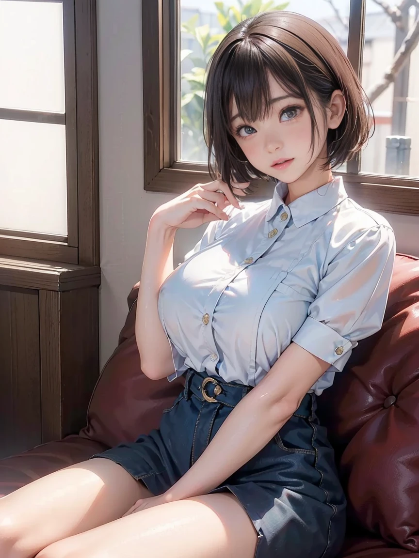 8k， best quaity， Real pictures， intricate detailed， Ultra detail， super high resolution， Deep field， （lifelike， lifelike：1.2）， Masterpieces， 0.25 ：： closeup ， Shoot straight ， From miiddle ，
1girle，ai_chan，A very beautiful 17 year old girl，Big innocent eyes，（Brown_SHORT_hair），（GREEN_eyes：1.0），（hair bangs），disheveled hair，（hair clip），perfect shiny skin，flawless skin，white fair skin，gigantic breast，，Narrow waist，Light blush，solo，looking at the viewer，light smile，
Chubby clothes，sweat，
Wear it（school_uniform）、（white_skirt）、（BLUE_Long_Tie）、（BLUE_pleated_skirt）、（Black_pantyhose）：1.2），
（Gravure pose：1.1），
sunset
High schools in Japan， raise your legs to the sky:0.1 , high leg sweep :0.2 ,chest shot , video game , little sweat (sit single sofa, lie : 0.1)(drunk face flushed:0.6)(holding a wine cup )(fluorescent clothing)(right index finger close to lips:0.6)(hand behind head:0.2)(hand behind ack :0.2)(squat on the ground :0.1), eye wink (Detailed rich feathered belt)(star mark on face: 1.5) (perfect face:1.5) (1 girl:0.5)(two girl:0.2)photorealistic (back wrap skirt)(white and  color hair:1.2) ,angel ring on head , sakura skirt,(petal fly:1.1) angel ring on head , silk scarf wrapping flying (show lace panties: 0.7), big eyes, (Busty boobs:0.8) (perfact Busty boobs : 0.5), shadow on body，lifted up  ,  (moon in the background), ((look at top)), smiling, (two color hair mix), (dancing), active, best anatomy: 1.6, Unreal Engine 5, best quality, very detailed, detailed background, , Best Anatomy, Illustration, Ultra HD, RAW, (PureErosskin_V1:0.0), (ulzzang-6500-v1.1:0.0), Wildcard Prompt: (Masterpiece), (Best Quality ), ((super detailed)), illustration, (detailed light), cinematic light, cute girl, flying hair, playful smile, light hair, pastel painting, art nouveau, In Full Growth, Cinematic Light, Ultra Detailed, Detailed Face, Realistic Face, Detailed Eyes, Realistic Eyes, Sweet Lips, Bright Smile, ((Flying Hair: 1.1, Sharp focus, handsome, long-legged, thin, professional li
