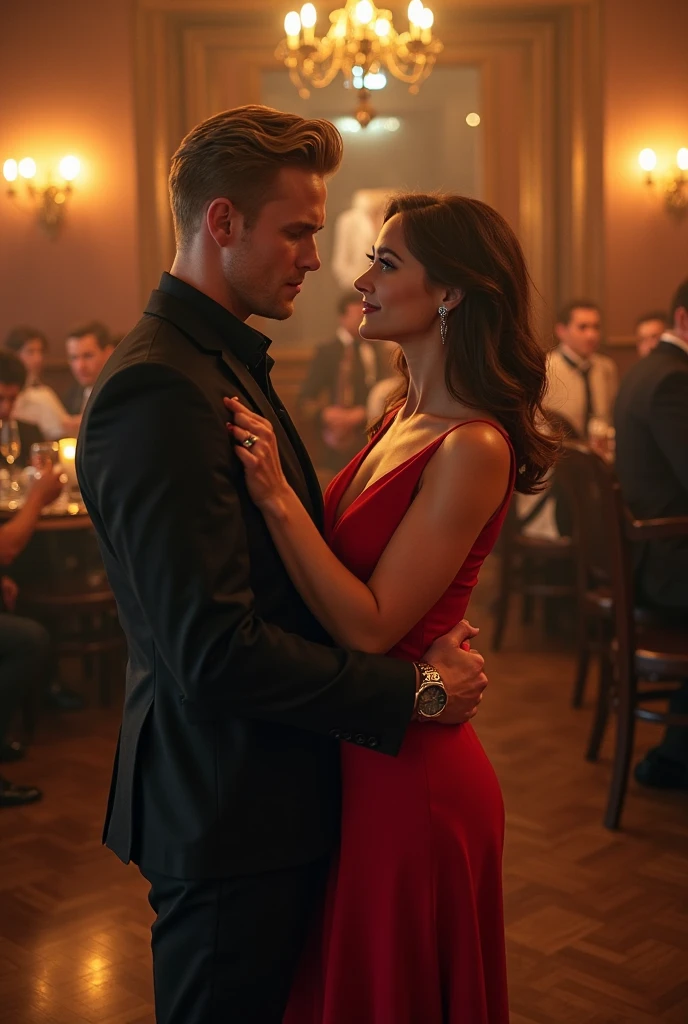 Gere uma imagem retratando os convidados da festa, todos fantasiados de forma assustadora, mergulhados em um ambiente sinistro, estilo filme de terror.