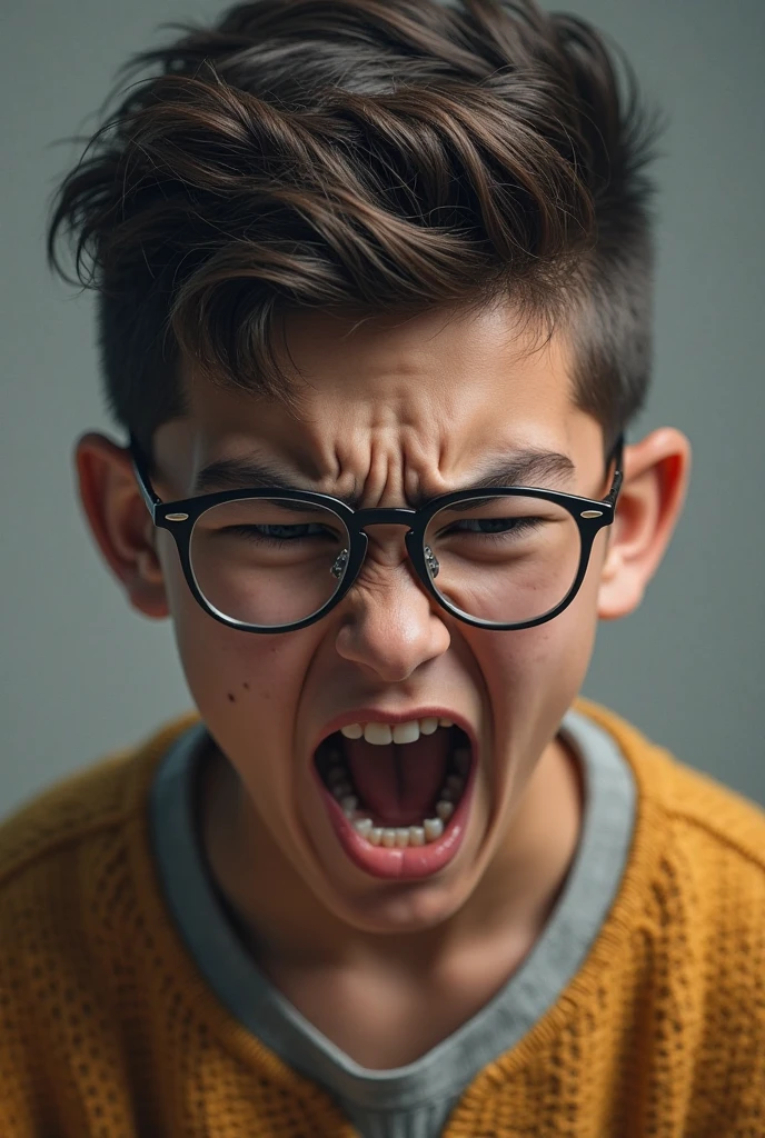 A boy with messy hair who has temper outbursts, annoyed and screaming