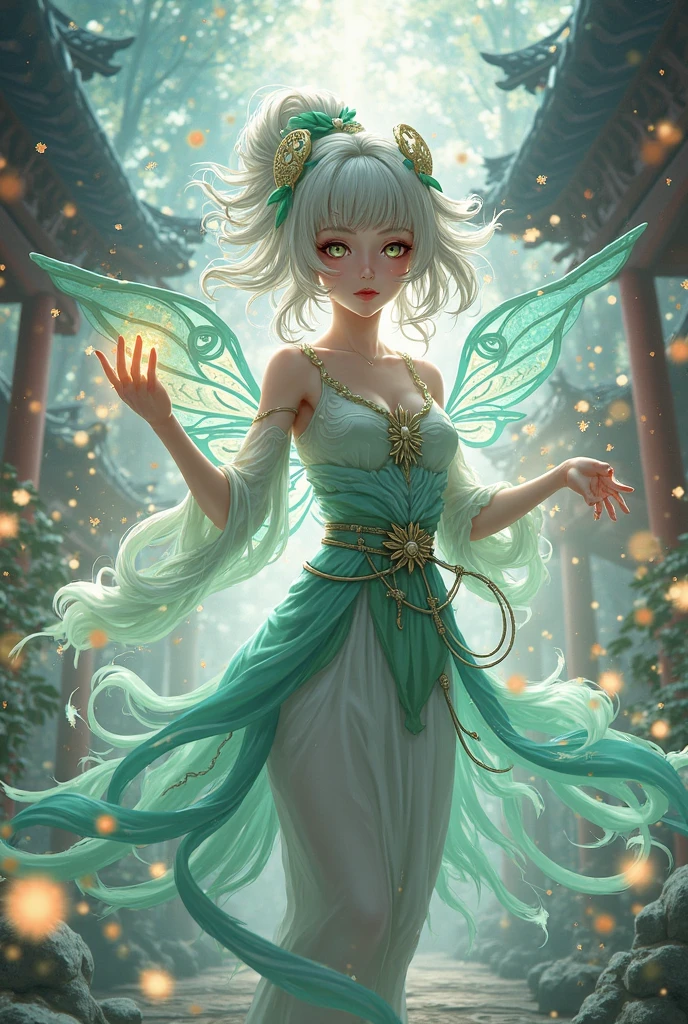 (best quality,4k,highres,masterpiece:1.2),ultra-detailed,realistic,enchanted forest,ethereal beauty with elven features, glowing moonlit scene,translucent ornate dress,tosses her hair back,graceful and elegant movements,elven features,sparkling eyes,pointed ears,delicate and intricate patterns on the dress,whimsical and magical atmosphere,soft and delicate color palette,gentle and mystical lighting
