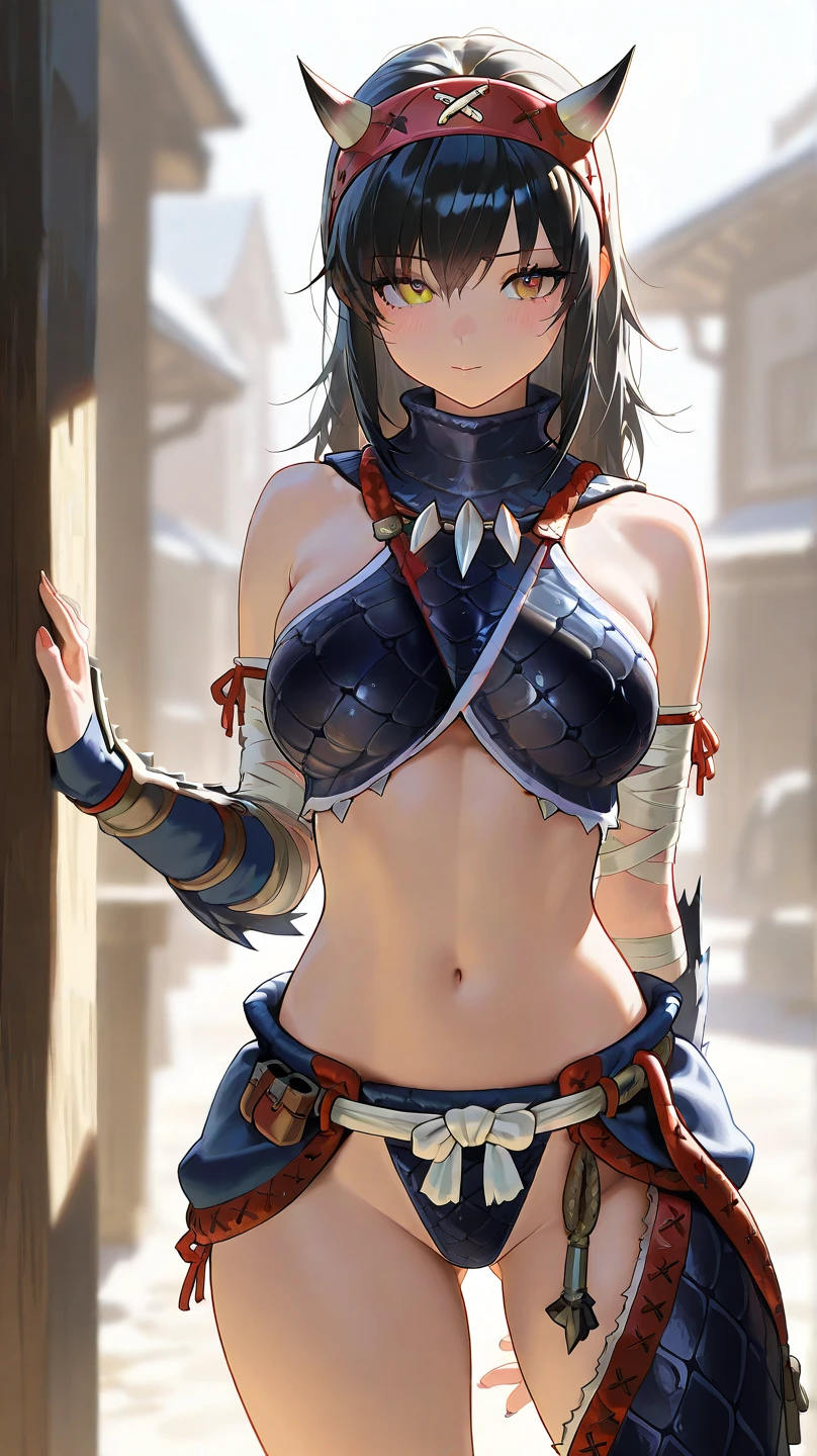 (score_9)、(score_8_up)、Rating:Blatant、、source_anime、(Round Breasts:1.5)、Nipples are hidden、(Pussyがのぞいている、Pussy:1)、(Large Breasts:1.8)、(Narrow waist、Thin Hips:1.2)、(No underwear:1.3)、BlueMary、short hair、blue eyes、pants、Crop top、turtleneck、belt、necklace、Fingerless gloves、Sideboob、Torn clothes、Grin、Big Mouth、