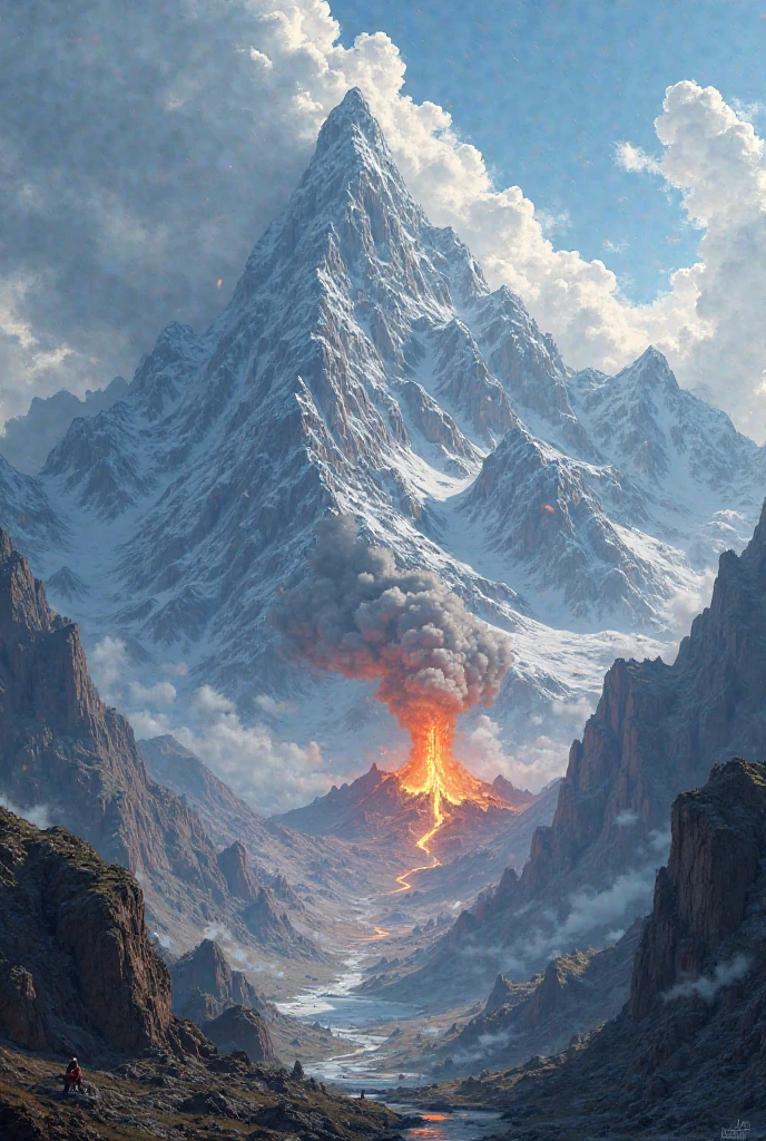 Snowy Mountain Explosion, masutepiece, Super Detail, Best Quality