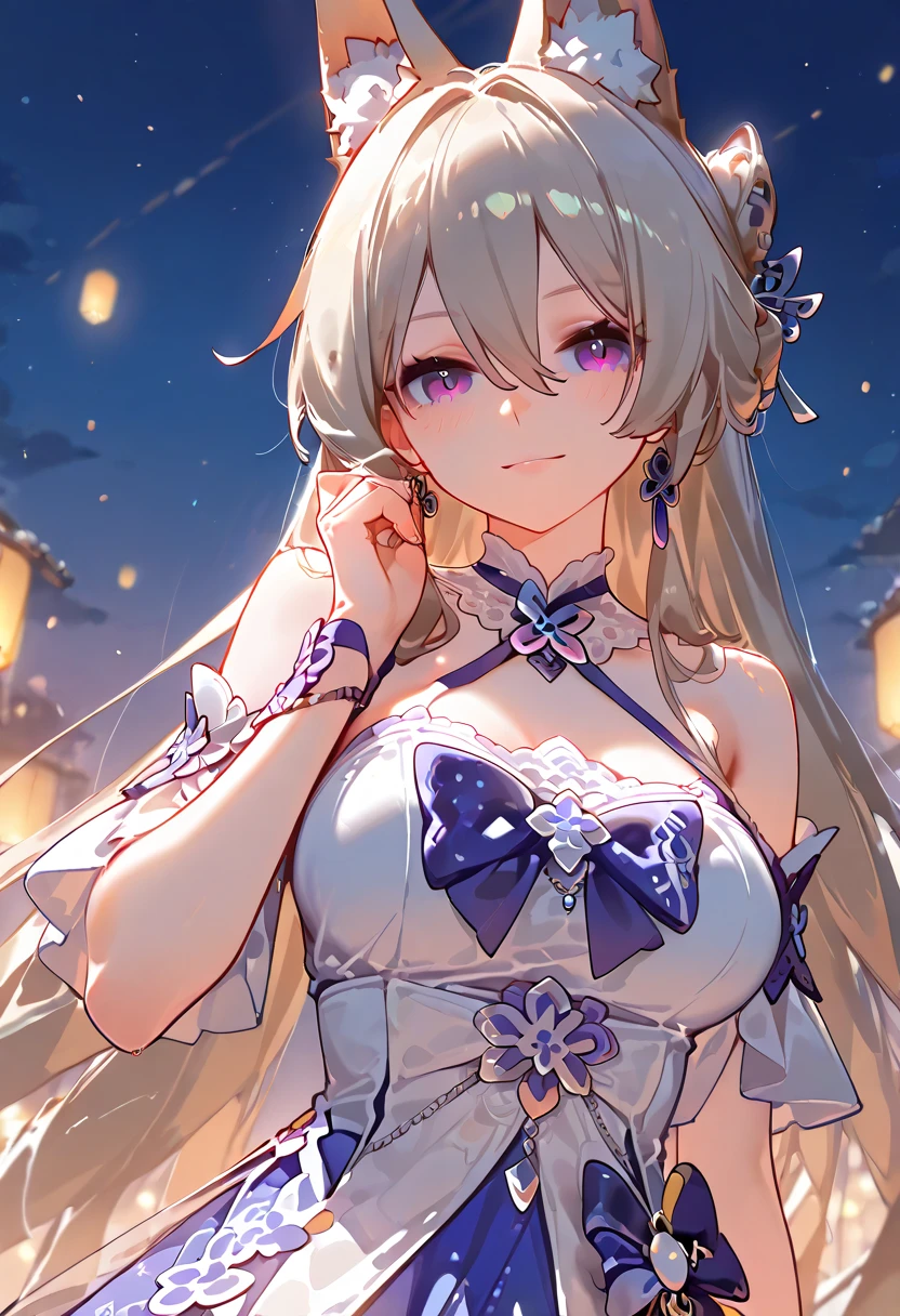 (masterpiece)、(highest quality)、((Super detailed))、(super delicate)、naughty chinese princess、Pastel colors hair、beautiful breasts、gorgeous castle、Fantastic starry sky、aurora