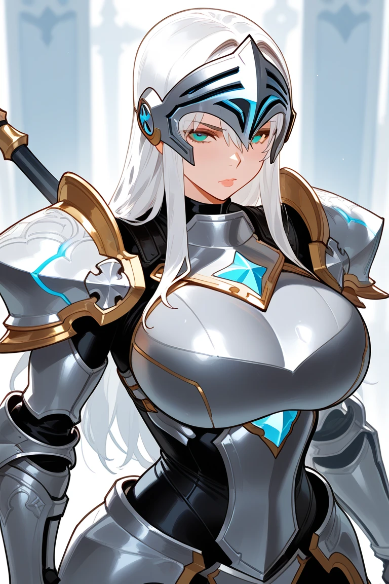 1girl, solo, long hair, large breasts, athlete, (bikinia armour), bangs,hair over one eye, waistcloth, bare limbs, bare stomach, bare thgihs, Humanoid face and body, stripes on cheeks, standing, erotic pose, erotic smile, nose blush, dark skin, Leaning forward, Glowing Skin,