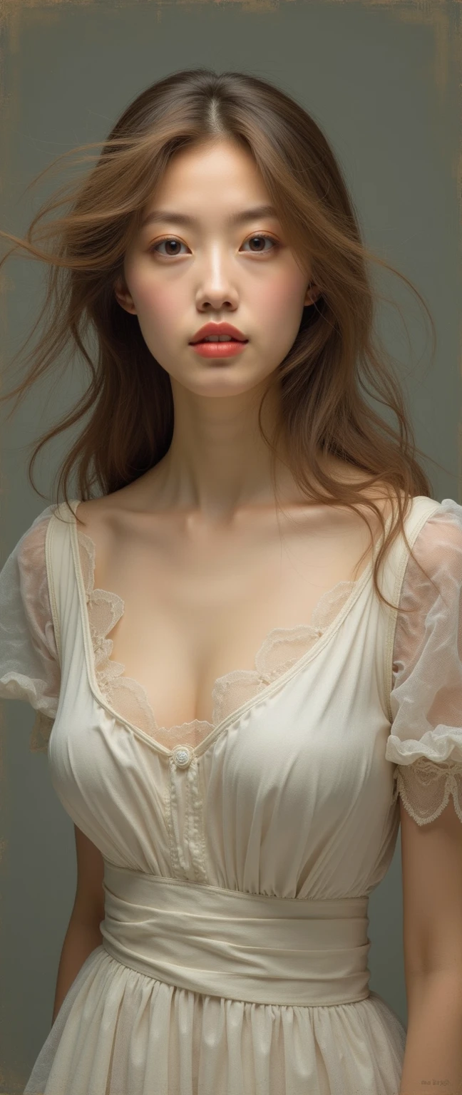 a stunning photo with beautiful saturation by Emily Soto, pretty japan idol women clothes (huangsezhanpaohd), clavicle, (maduro:1.3), Best Quality, sultry, seductive,