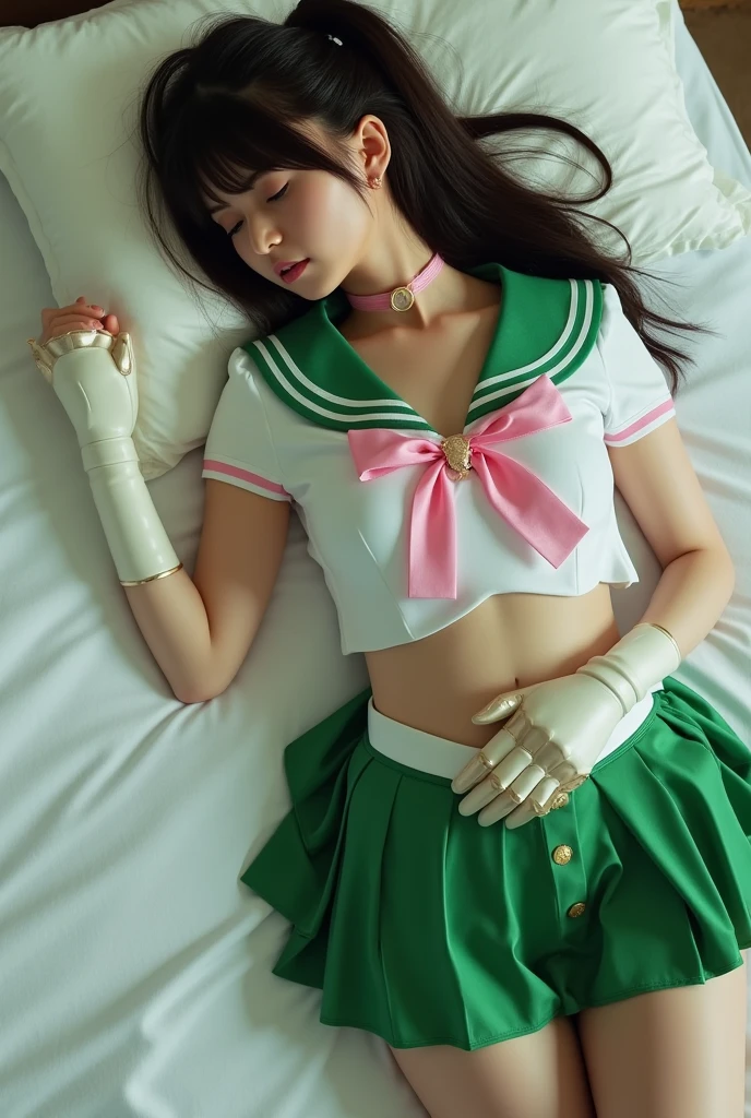 beautiful, (masterpiece:1.2), (best quality:1.2), perfect eyes, perfect face, perfect lighting, 1girl, cum, after sex, bukkake, lying, on back, spread legs, hair spread out, long hair, brown hair, ponytail, silly, sweat, , Smjupiter, Green Eyes, Ponytail, Tiara, Jewelry, Sailor Senshi Uniform, Green Sailor Color, Choker, White Elbow Gloves, Pink Chest Ribbon, Brooch, White Leotard, Green Skirt, Pleated Skirt, Long legs, (ahegao:1.2)