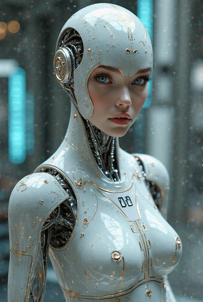 complex 3d render ultra detailed of a beautiful porcelain profile woman android face wearing HIJAB, cyborg, robotic parts, 150 mm, beautiful studio soft light, rim light, vibrant details, luxurious cyberpunk, lace, hyperrealistic, anatomical, facial muscles, cable electric wires, microchip, elegant, beautiful background, octane render, H. R. Giger style, 8k, best quality, masterpiece, illustration, an extremely delicate and beautiful, extremely detailed ,CG ,unity ,wallpaper,Amazing, finely detail, masterpiece,best quality,official art, extremely detailed CG unity 8k wallpaper, robot, silver halmet, ((full body)), sitting