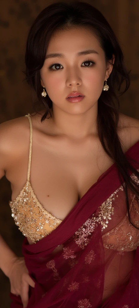 A woman neck blouse and saree, round face, angle face, beautiful face,good figure,big cheeks, swooping breasts, deep cleavage, open arms, sexy armpits,big penis, nipples, ass, necklace, (cinematic:1.3), intricate details, (ArtStation:1.2)a close up of a woman with long hair wearing a neck blouse and saree, 18 years old, violet myers, indian girl with brown skin, indian, attractive girl, 1 6 years old, 2 2 years old, cute young woman, a beautiful young woman, 21 years old, 19-year-old girl, sexy girl with dark complexion, lovely woman