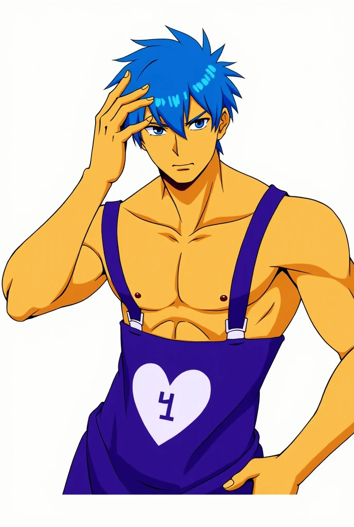 (masterpiece, best quality:1.2), solo, male focus, 1boy, sukuna, tattoo_on_his_face, manly, full body, dark blue hair, cowboy shot, anatomically correct, eye focus, tattoo_ryoumen, toned male, tiger ears, tight jeans, cloud poster background,