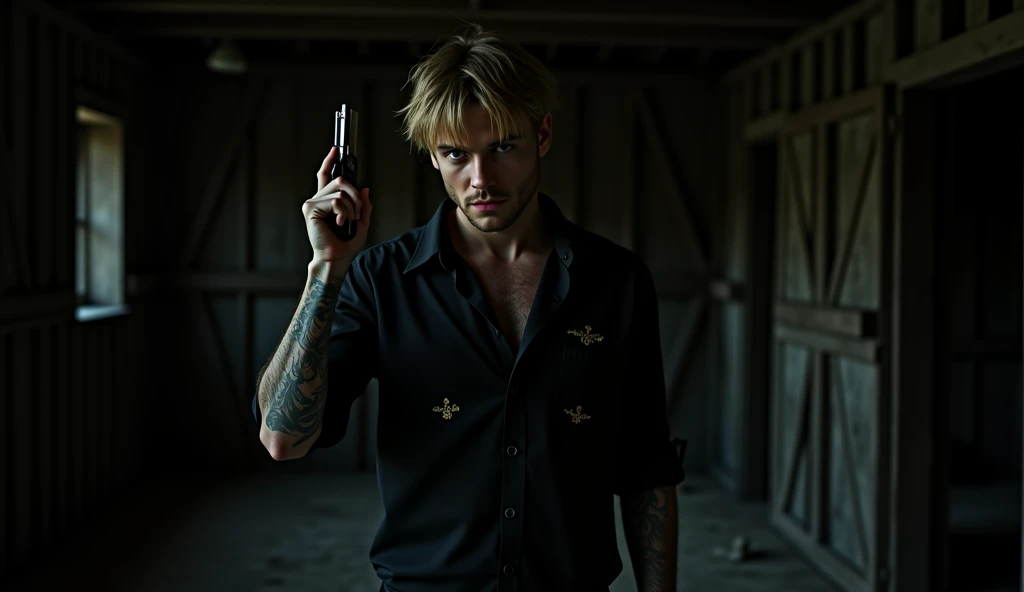 8k, cinematic lighting, bright front lighting. Professional photography of an unsung and mysterious film, bold lines, hyper detailed, dramatic lighting, (intricate details, masterpiece, best quality: 1.4) Very handsome guy, the appearance of the model sits at twilight in the corner in the corners, chains weigh chains on the walls, on the floor of the chain, the guy is poorly lit, sad face, in a black suit with a white shirt with an unbuttoned top, hair to the shoulders, on the chest and blood of the face, dark background, a gloomy prison around the chain, a little light falls on the face of a guy with gloomy lighting, the guy sits With a chain in his hands in a prison cell, a man is wrapped in a chain, (chains), inspired by Yamagata Hiro, sleeping in chains, in chains, detailed johan liebert, Mixed with Alucard, discreet, illustration, cinematic lighting, bright front lighting. Professional photo of an unsung and mysterious film, 1 boy, bangs, belt, black jacket, black trousers, blood, knitted, tied wrists, blond hair, chain, chain, shirt with collar, cuffs, cuts, formal, handcuffs, trauma, jacket, on the knees, long sleeves, looking at the viewer, men's focus, open clothes, open shirt, trousers, split lips, red eyes, shirt, medium length hair, solo, suit, torn clothes, torn shirt, white shirt, BLACK JACKE