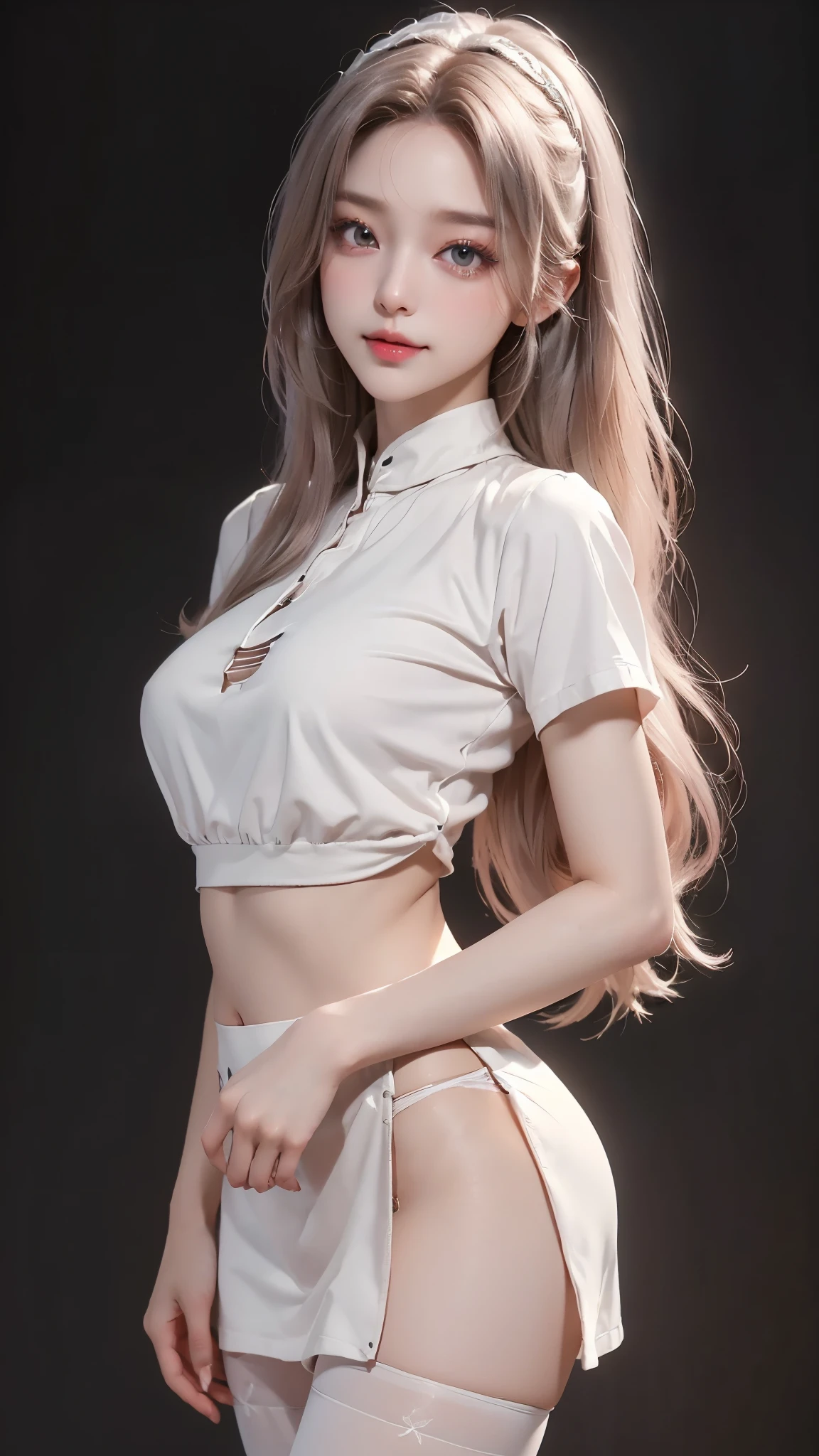 （Girl lying in office）, Silver hair, Bangs, Blunt bangs, Long straight hair, （side poneyTail）aqua eyes, longeyelashes, Solid Circle Eyes, makeup, Open mouth, blush, Parted lips, Bright pupils, smiley, Seductive smile, glint, surrealism, Modern,Career Woman、Black pantyhose、high-heels、(White loose crop top, No skirt: 1.6)、Behind her is a street of skyscrapers、Seductive smile, glint, surrealism, Modern.（（No bra））、（(Wet pale pink panties)）、（（Full Body Angle））、（open one's legs）（shapely breasts,)、((sexypose)))、(camel's toe), tongue、Vaginal orchids、Runny Vaginal Discharge、Blowing tide、Very beautiful breasts、Grasp your breasts with both hands、 Spread your legs、sexual excitement、Sex Expressions、shinny skin。realisitic、Photorealsitic:1.37)、(Kpop Idol)、Medium Hair、(Pink blush)、(illuminating)、[[Open legs、Spread your legs apart]]、(独奏)、dynamicposes、((erectile nipple))、(Puffy eyes:1.２)、 (Slim legs)、erotick、nffsw、Highly detailed ambient occlusion、超A high resolution, A hyper-realistic, Highly detailed, (yawning), (( Exposed crotch, Exposed)）、（Eyes closed）, ((she is soaking wet)).